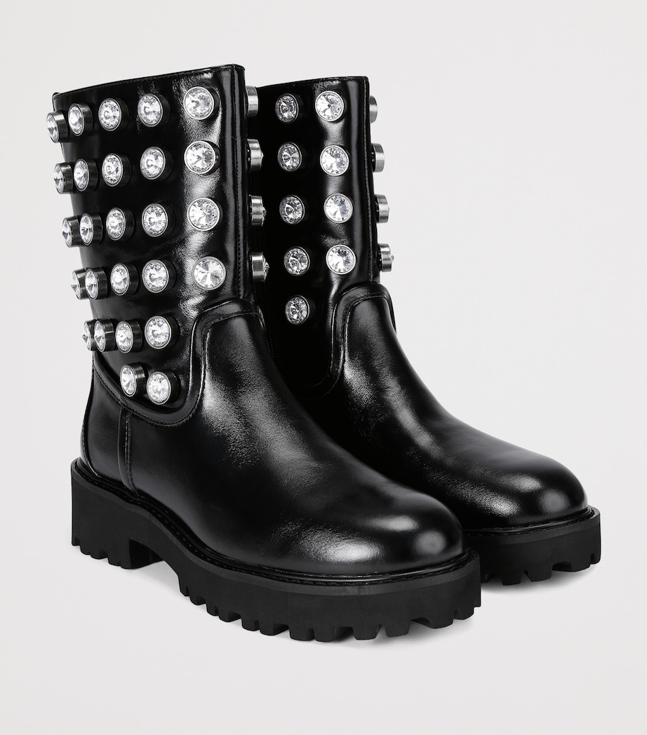 Patent Leather Embellished Octavia Ankle Boots BLK/OTHER Image 3