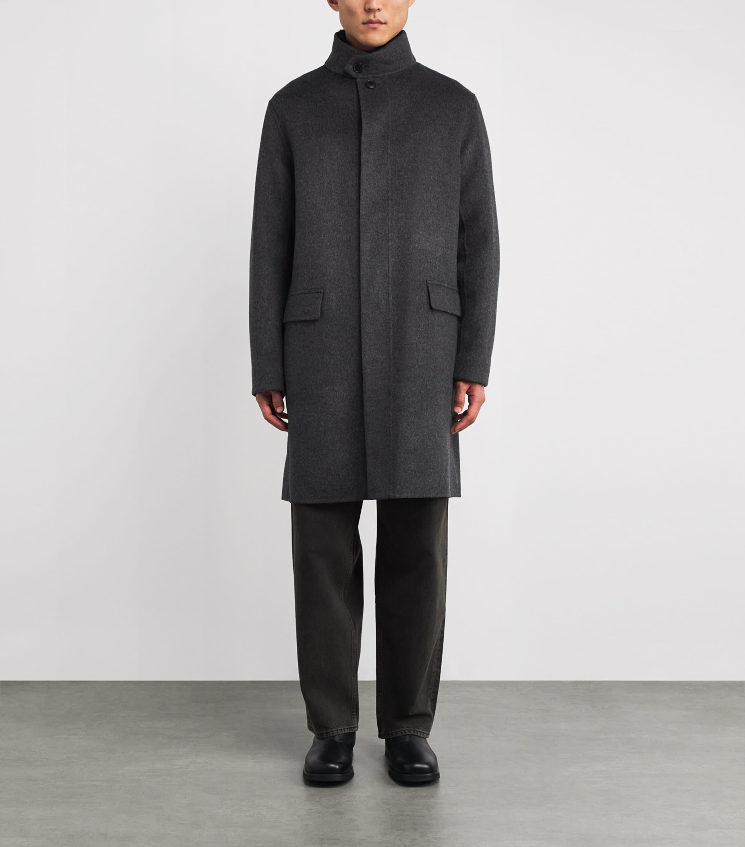 Wool-Cashmere Mink-Collar Overcoat A9124 GRIS CHINE Image 3