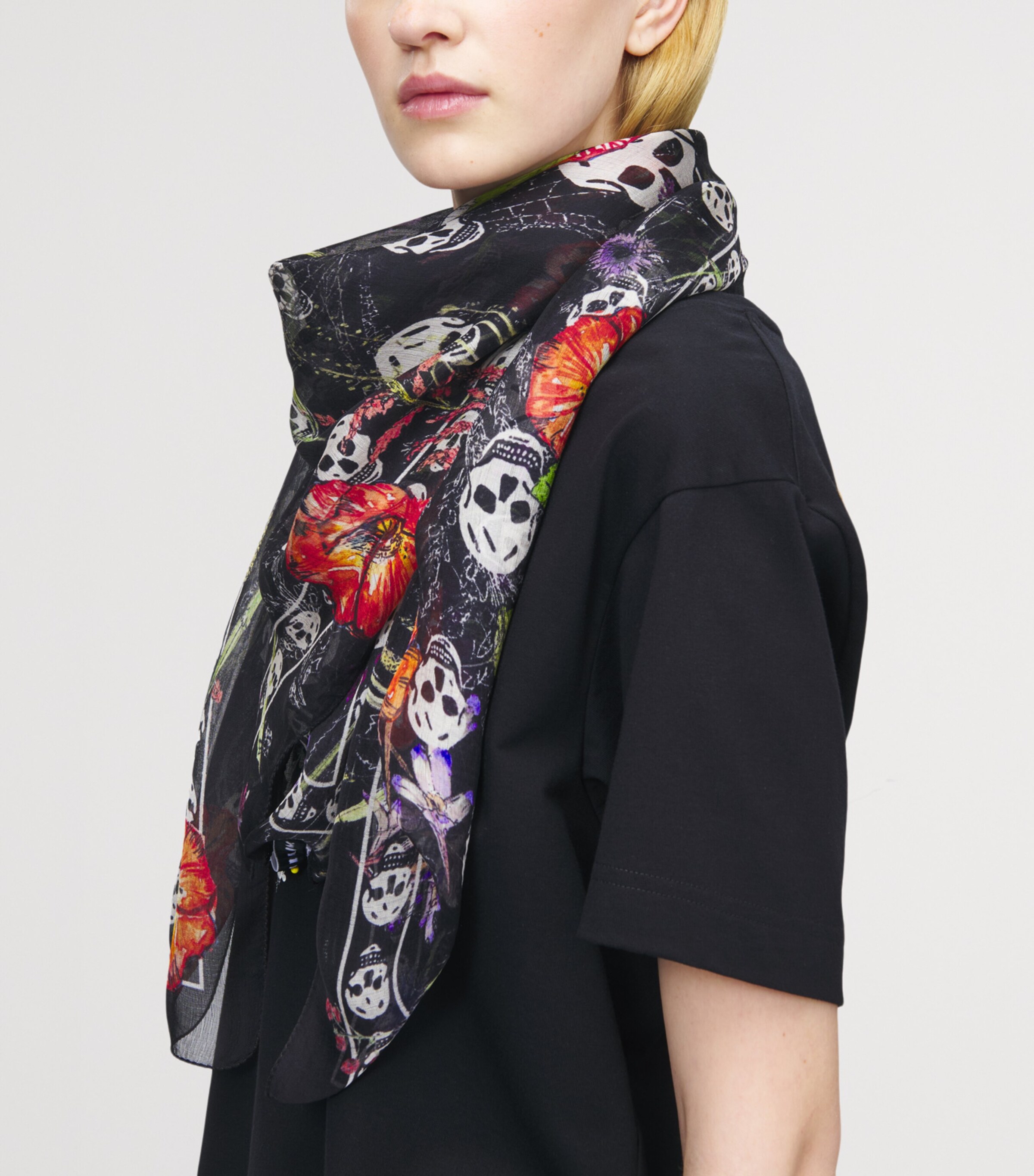McQueen Silk Spider Floral Scarf Image 2