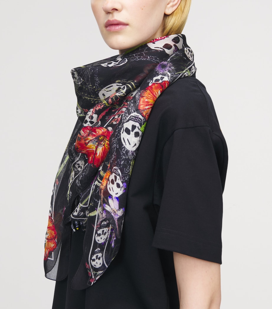 McQueen Silk Spider Floral Scarf Image 2