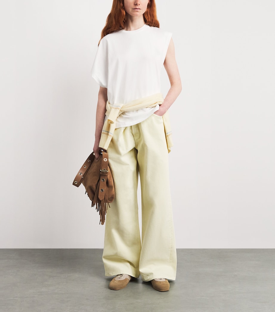 AGOLDE Womens Cotton Corrine Asymmetric T-Shirt White Image 2