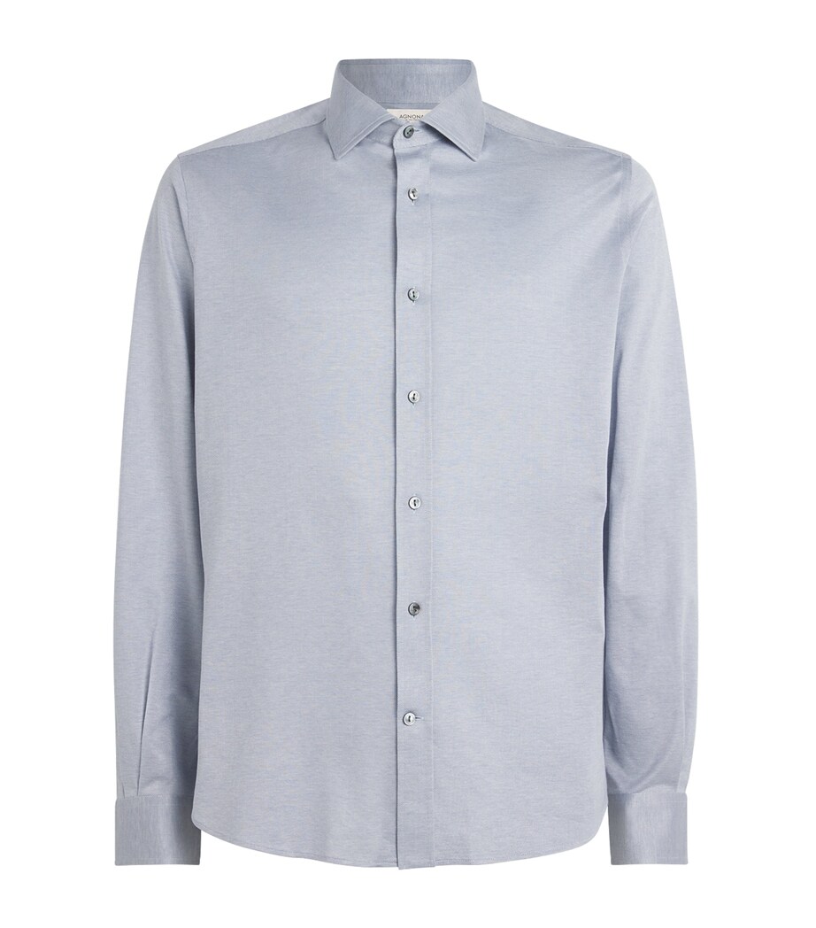 Agnona Mens Cotton-Silk Shirt Blue Image 1