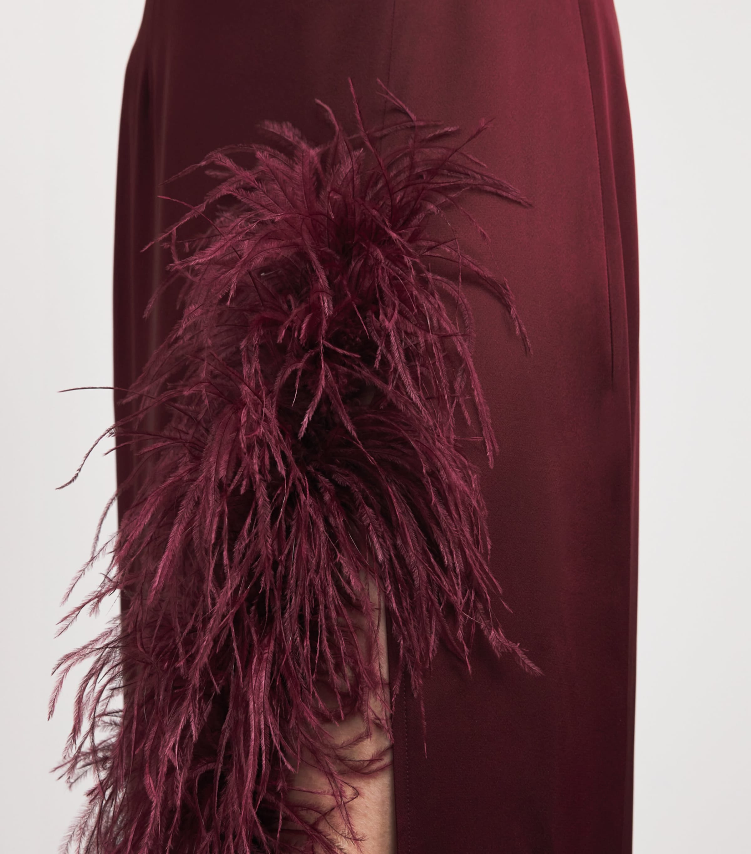 Feather-Trim Maxi Skirt CRIMSON Image 6