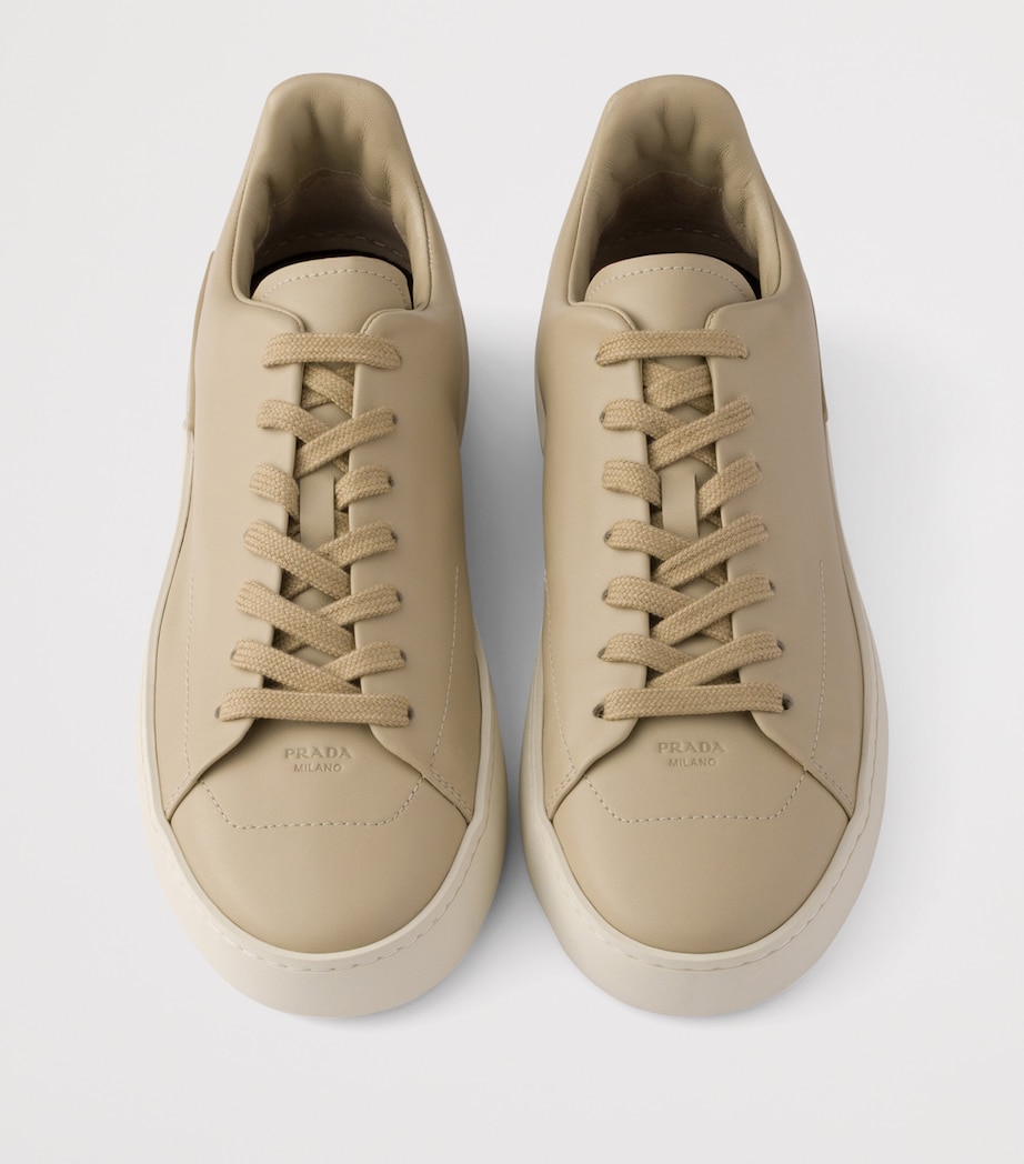Prada Leather Court Sneakers Neutral Image 3