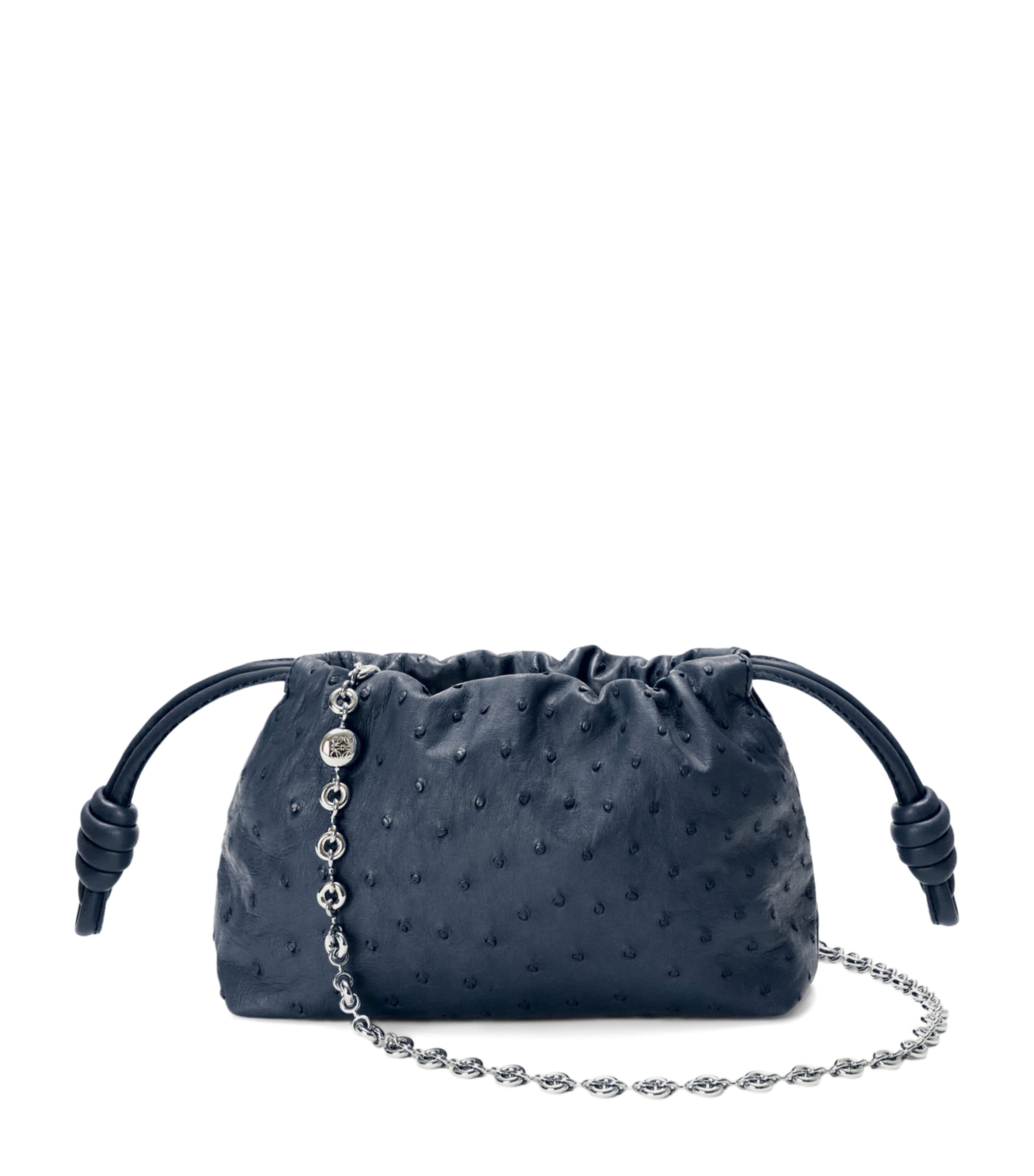 LOEWE Mini Ostrich Leather Flamenco Purse Deep Navy Image 1