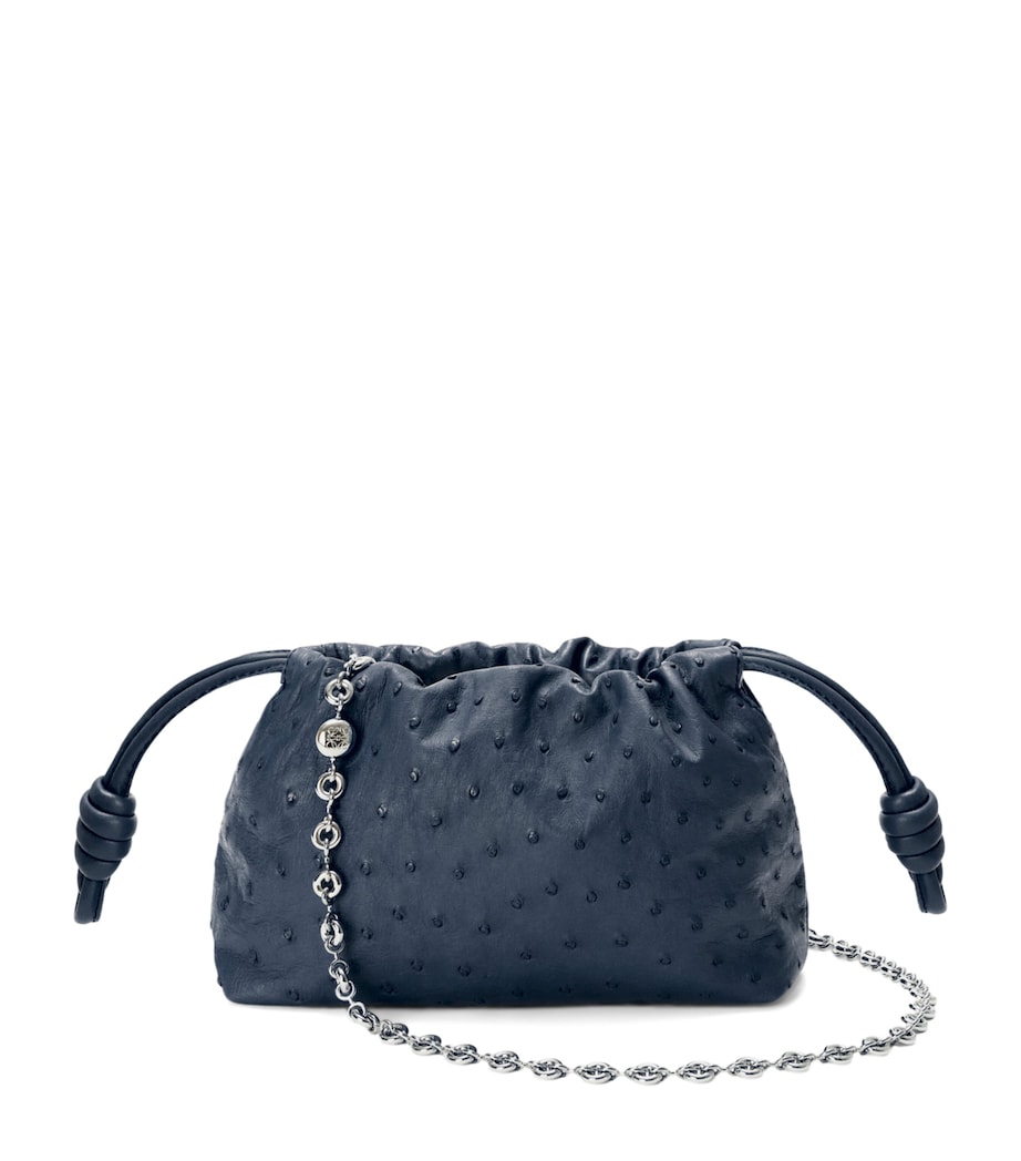 LOEWE Mini Ostrich Leather Flamenco Purse Deep Navy Image 1