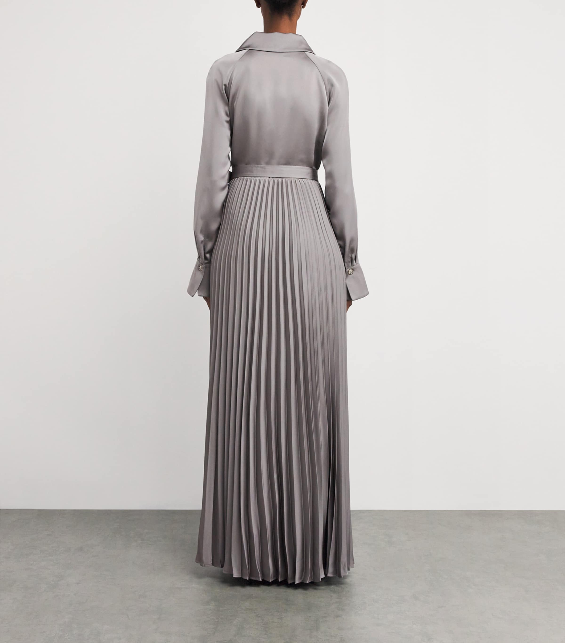 Pleated Shirt Maxi Dress GREY Image 3