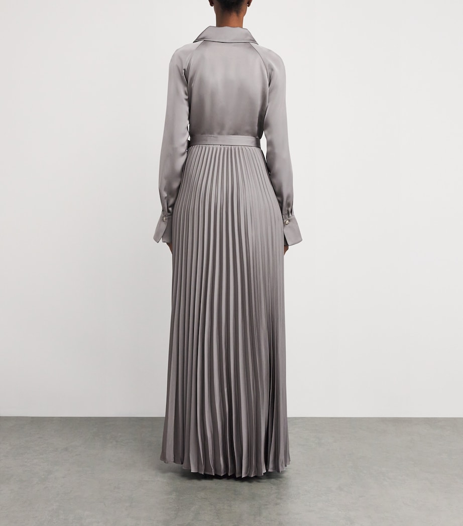 Pleated Shirt Maxi Dress GREY Image 3
