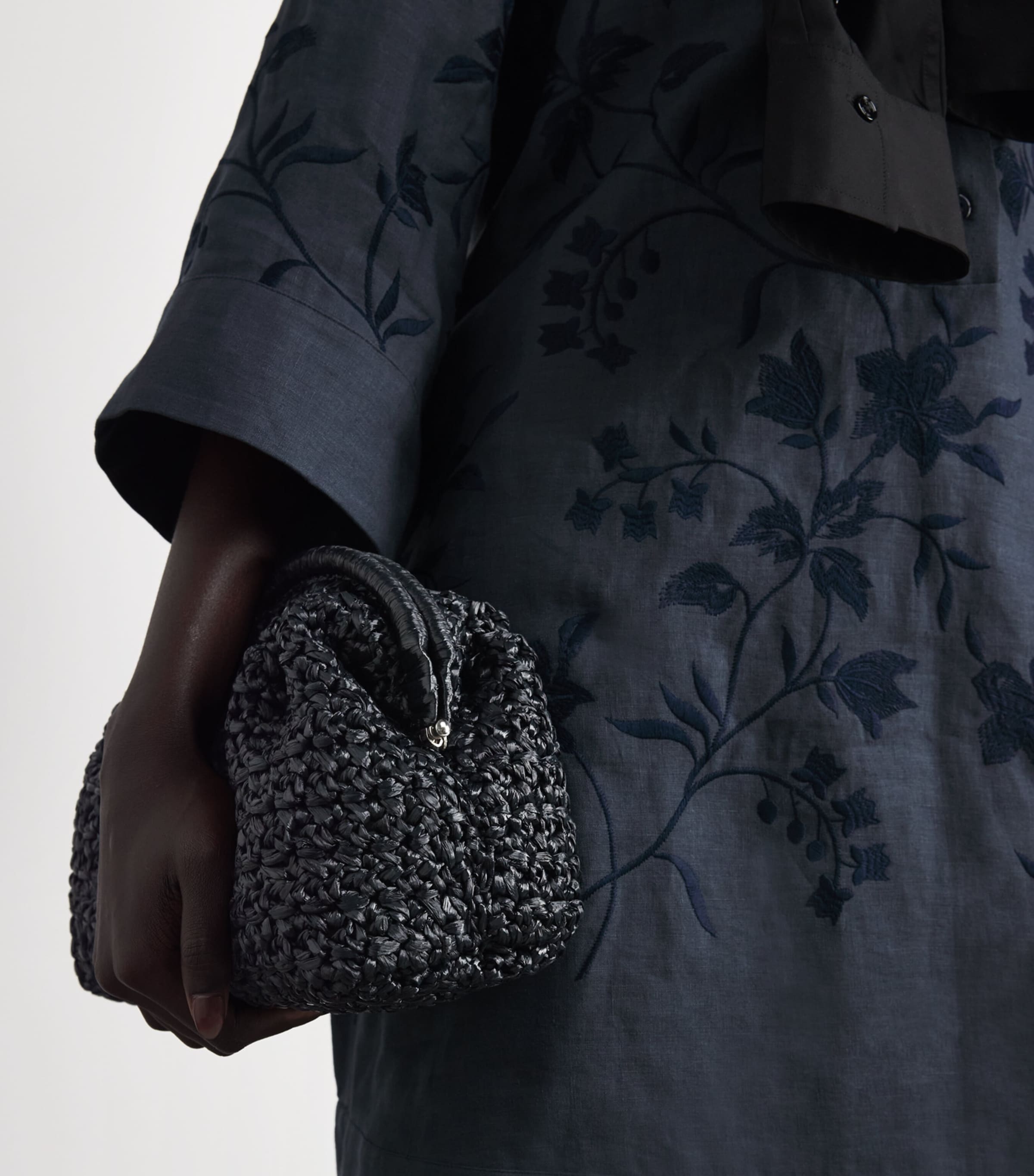 Eleventy Raffia Woven Clutch Bag Nero Image 4