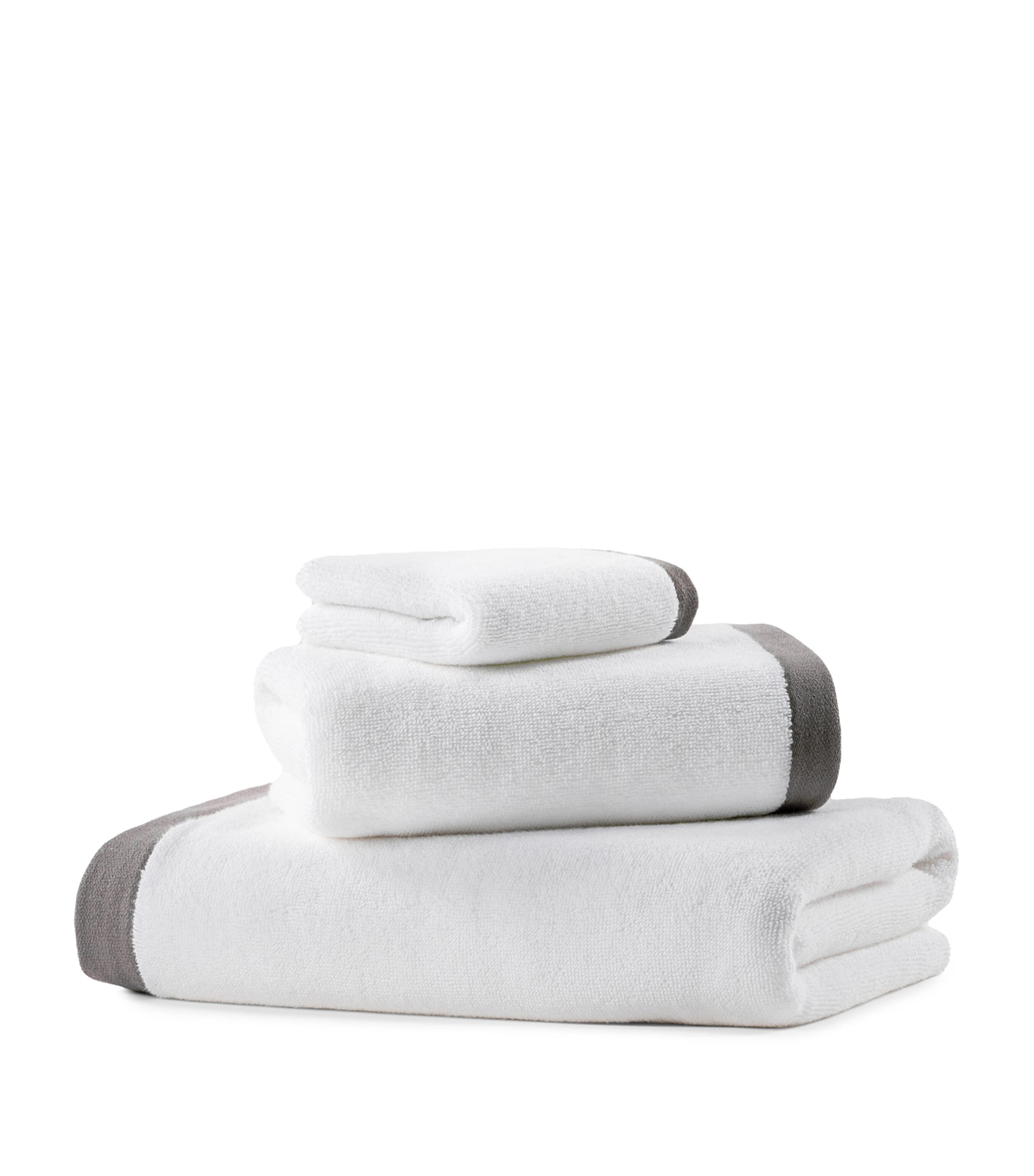 Hamam Organic Cotton Vesta Bath Towel (142cm x 76cm) White/dark Grey Image 1
