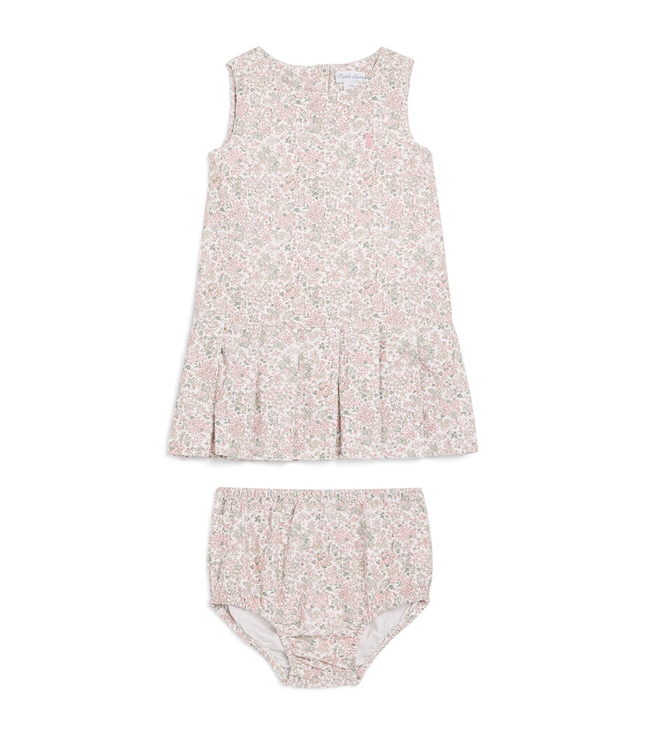Ralph Lauren Kids Corduroy Floral Print Dress and Bloomers Set (3-12 Months) Carolan Nevis Pink Image 1