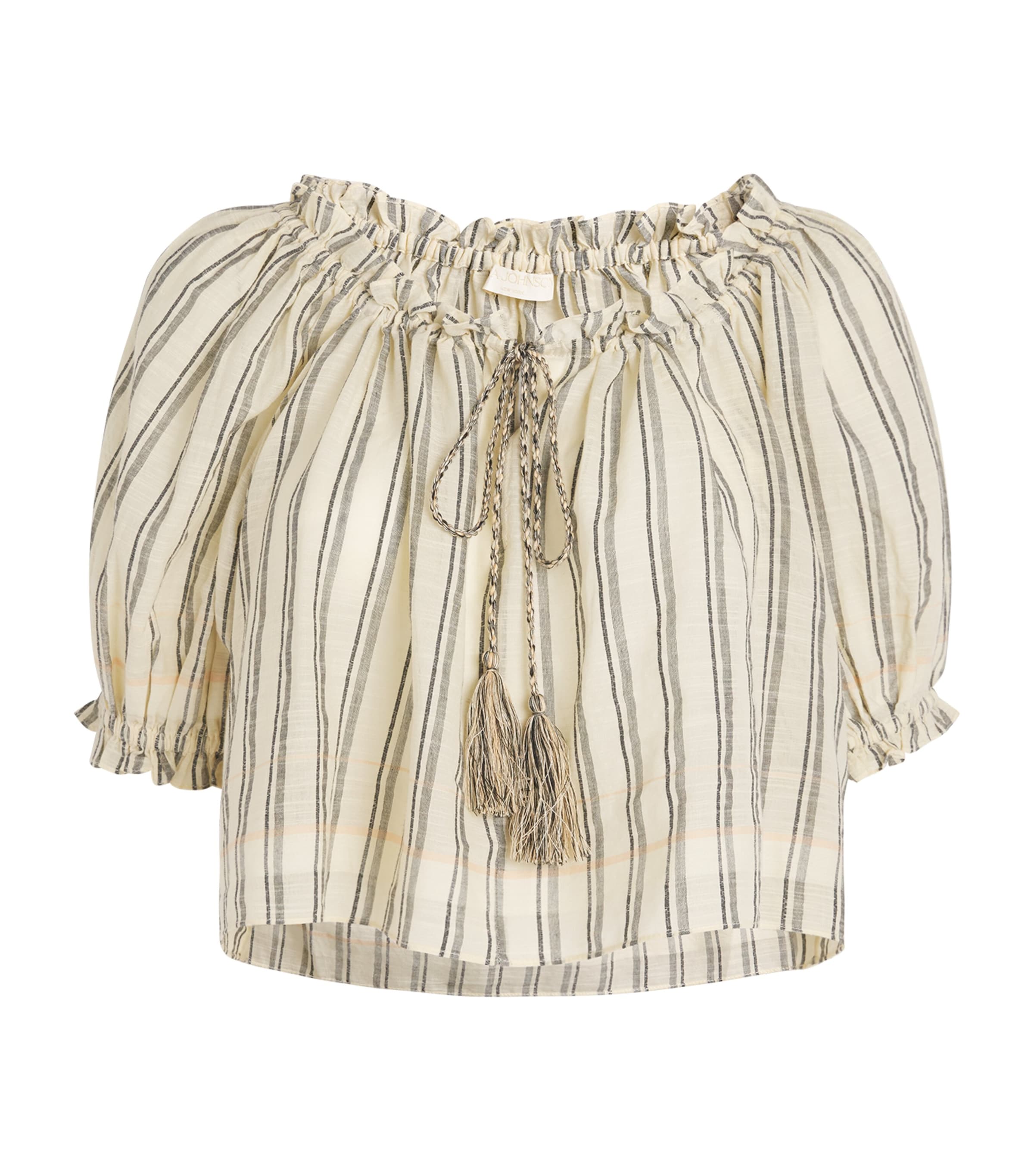 Cotton Paros Cover-Up Blouse COWRIE STRIPE Image 1
