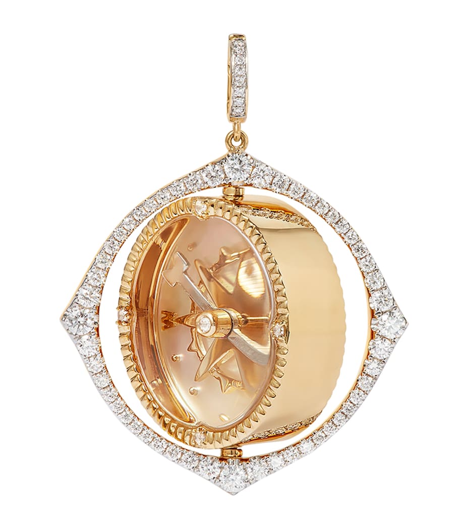 Yellow Gold and Diamond Mythology Spinning Compass Pendant YELLOW GOLD Image 3