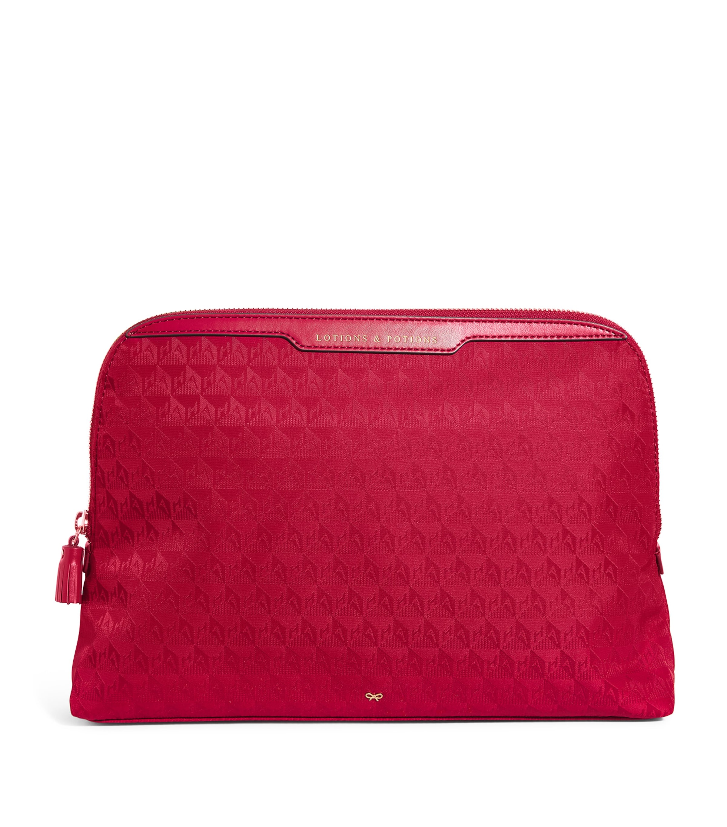 Anya Hindmarch Jacquard Lotions And Potions Pouch In Red