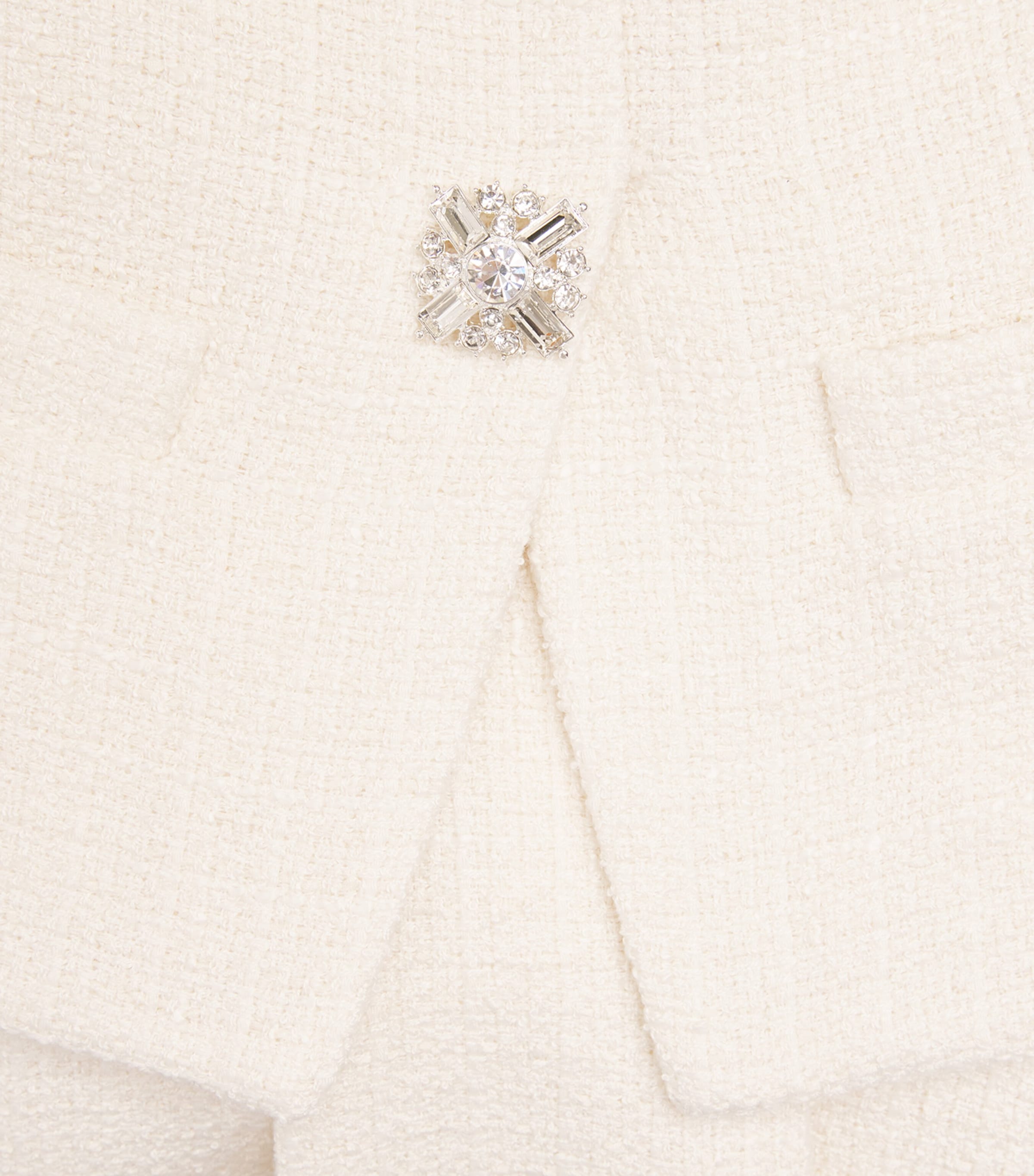 Bouclé Collared Mini Dress CREAM Image 5