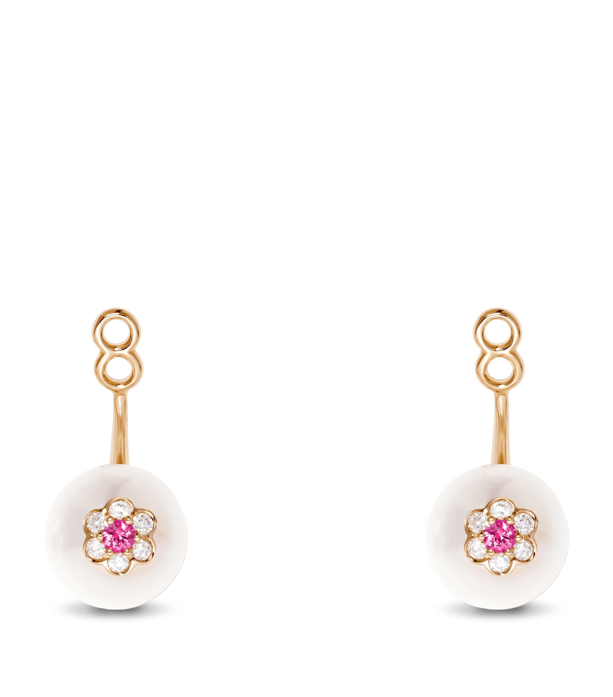 Rose Gold, Diamond and Sapphire Berry Ear Jacket WHITE Image 2