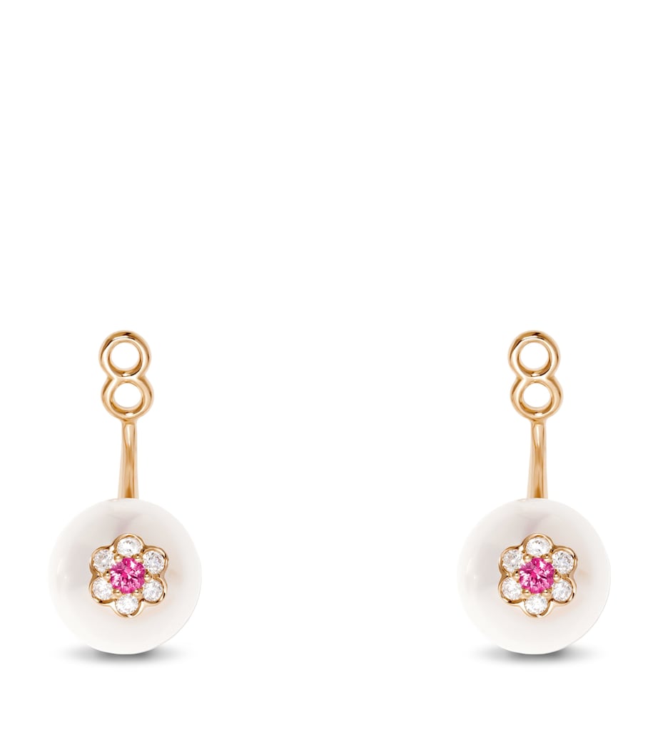 Rose Gold, Diamond and Sapphire Berry Ear Jacket WHITE Image 2