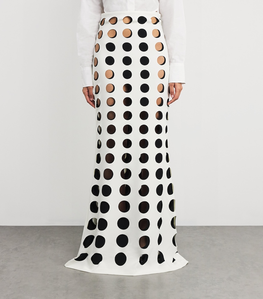 Layered Hole Maxi Skirt WHITE/BLACK Image 3