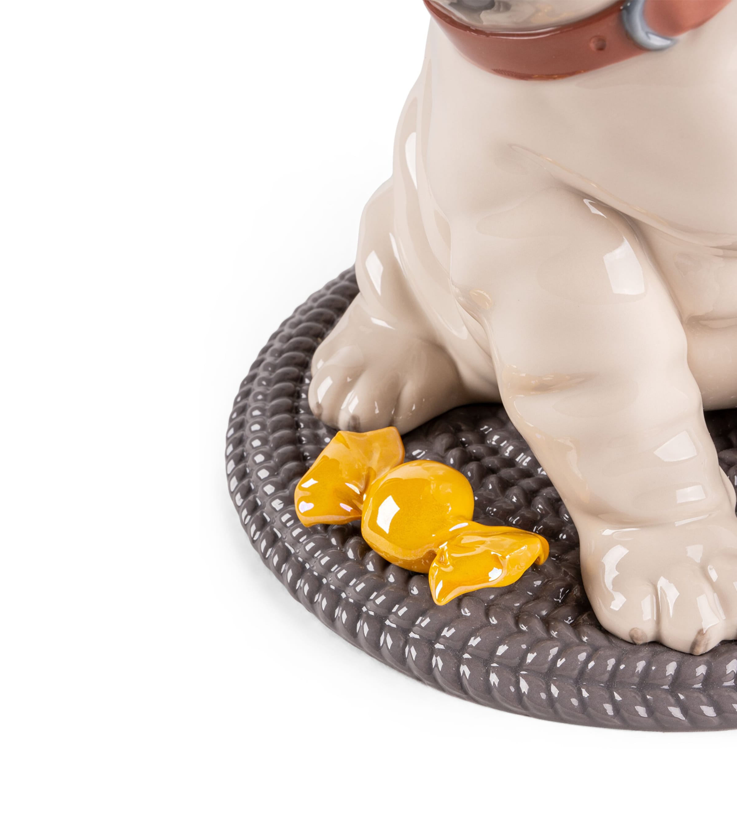 Porcelain Puppy Pug Sculpture BEIGE Image 2