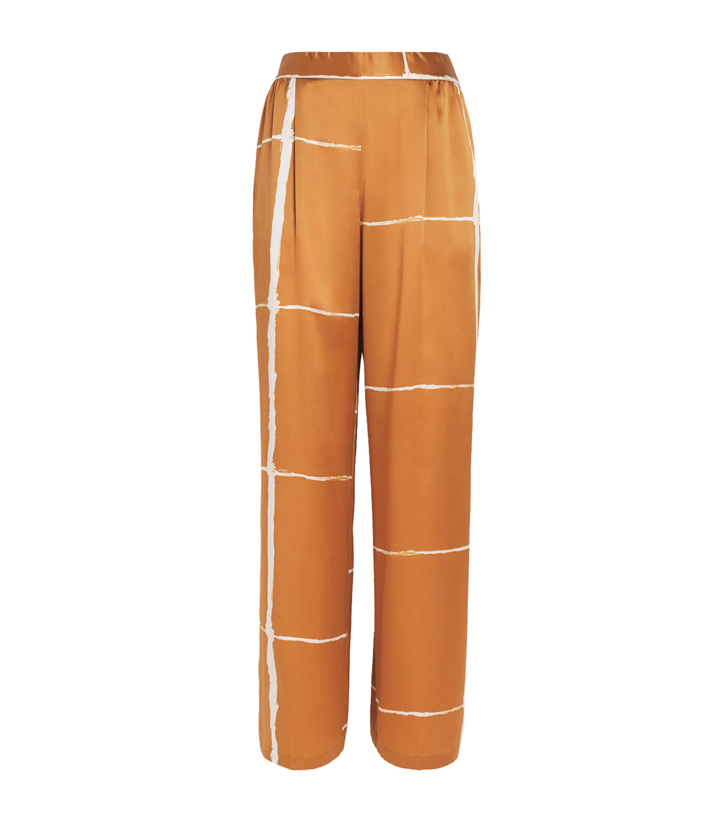 Kiton Womens Silk Printed Trousers Leather/white Image 1