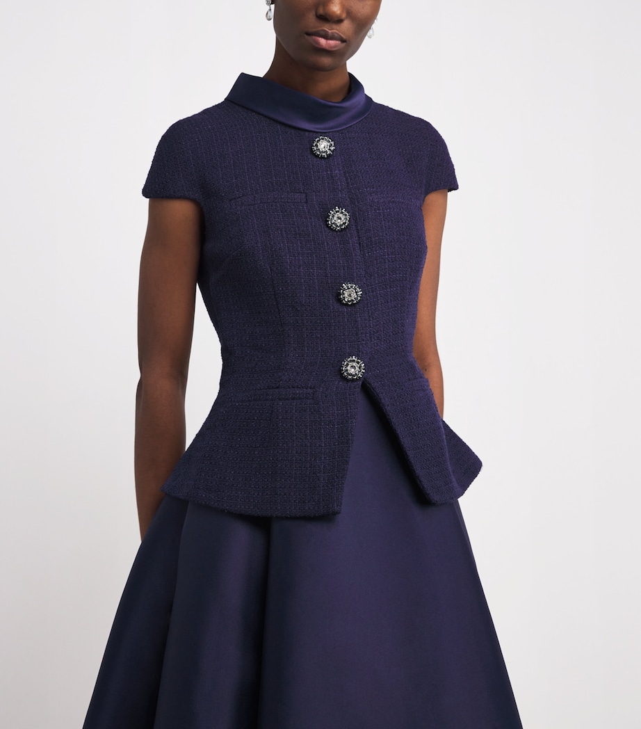 Bouclé-Taffeta Midi Dress NAVY Image 4