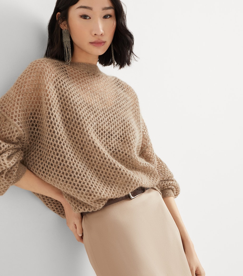 Mohair-Blend Mesh Sweater C3592 Image 5
