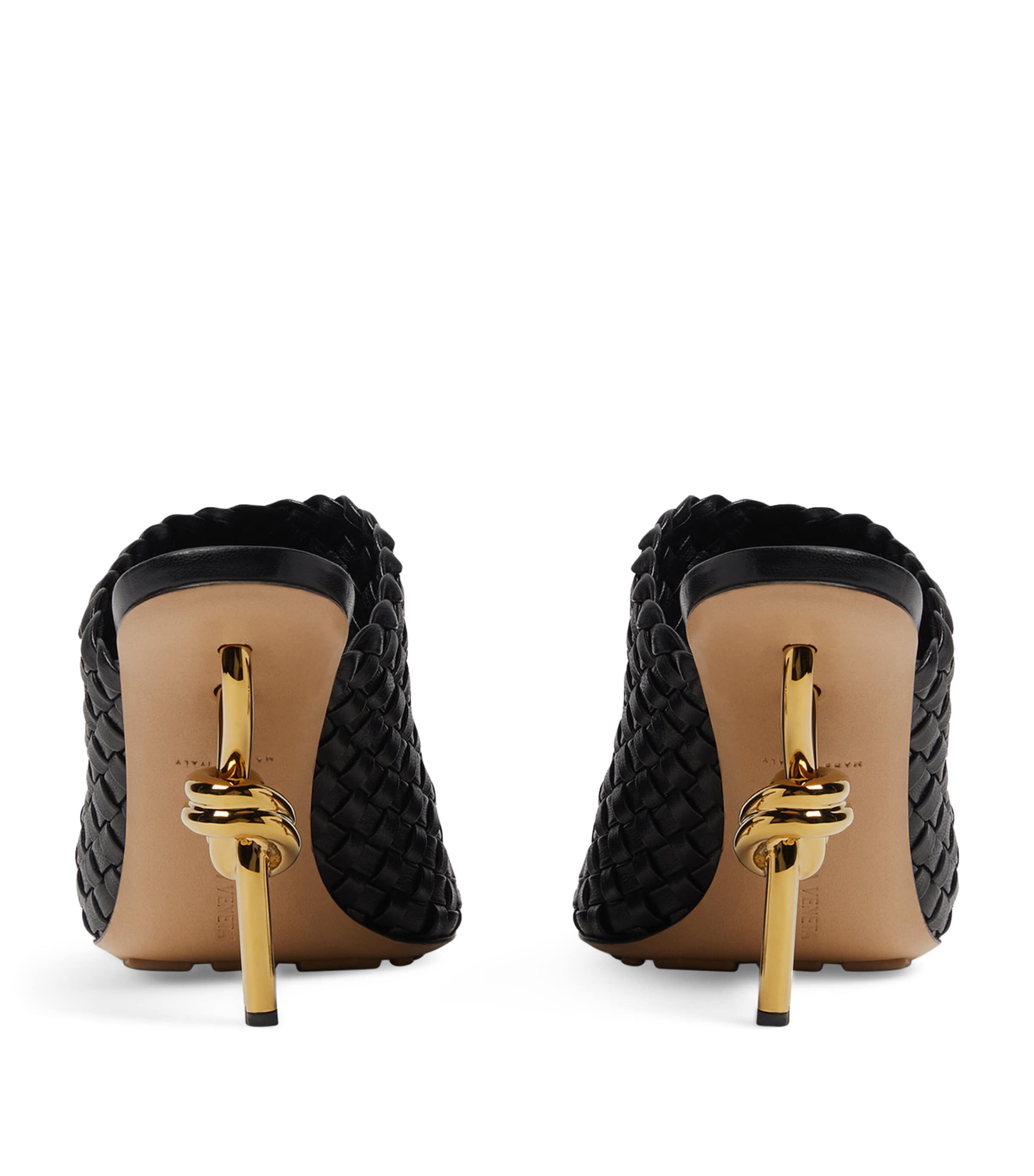 Leather Intreccio Knot Mules 90 NERO/NERO Image 2