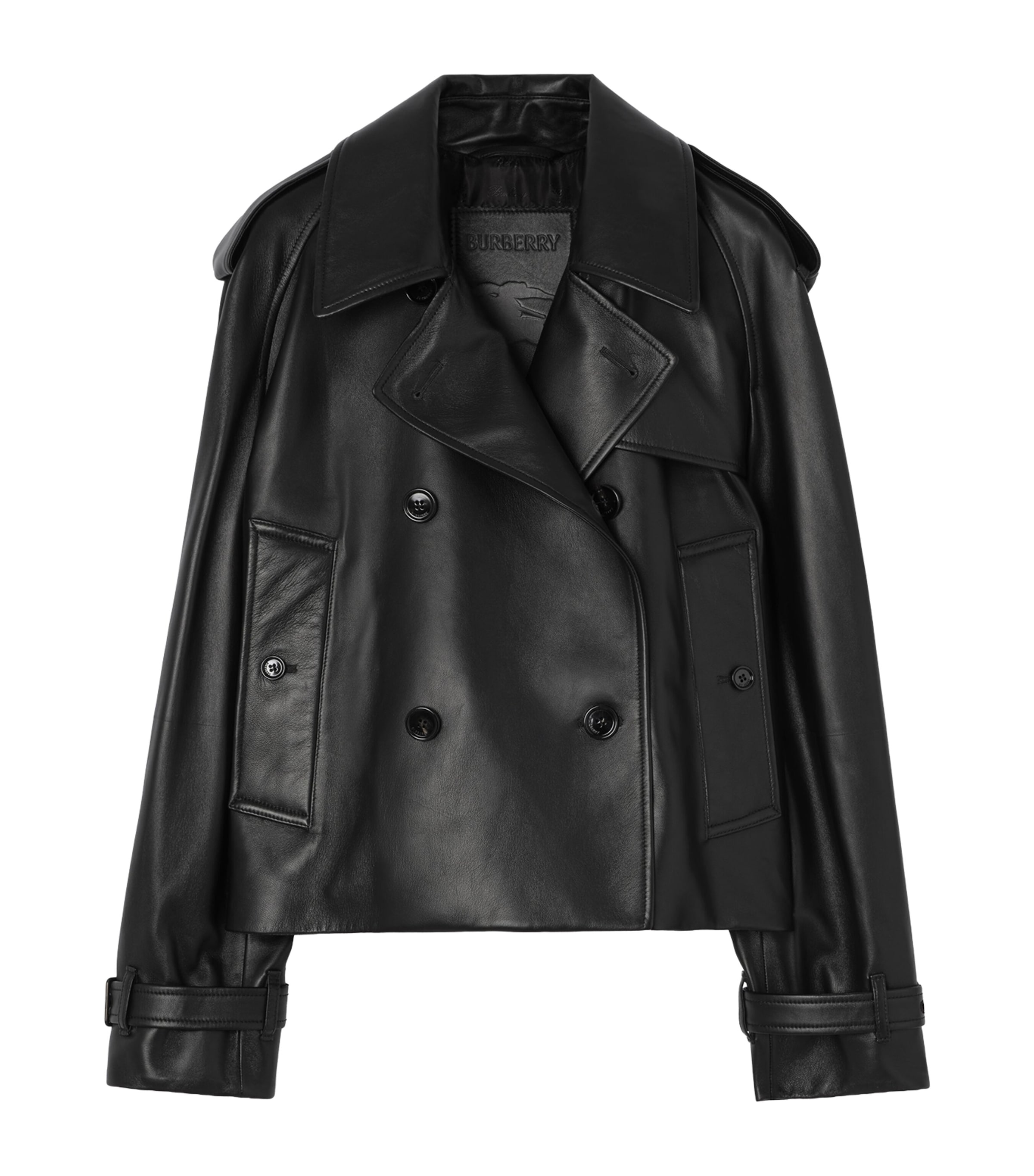 Burberry Womens Leather Mayfair Jacket Black Image 1