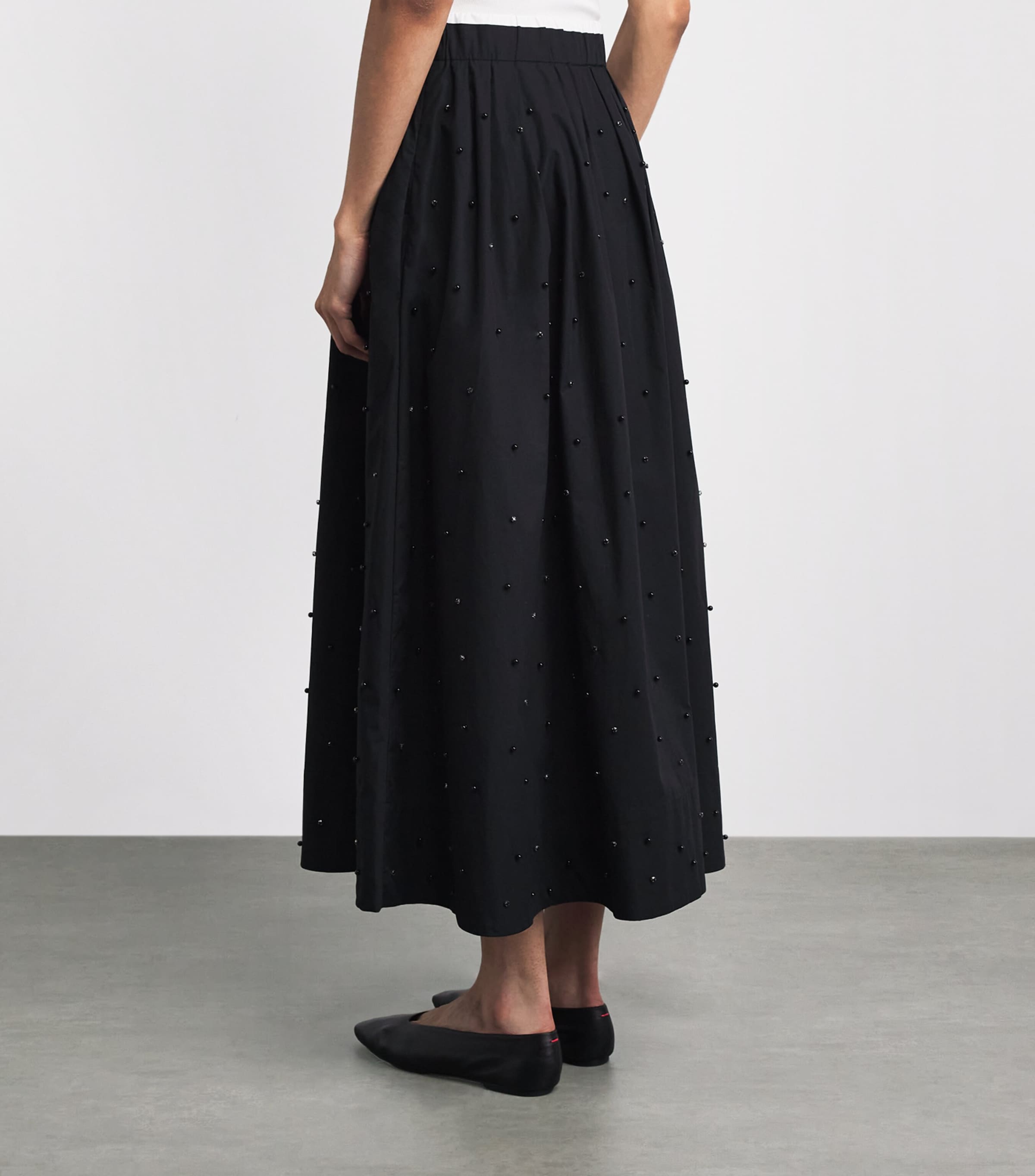 Maje Womens Cotton Embellished Midi Skirt Black Image 5