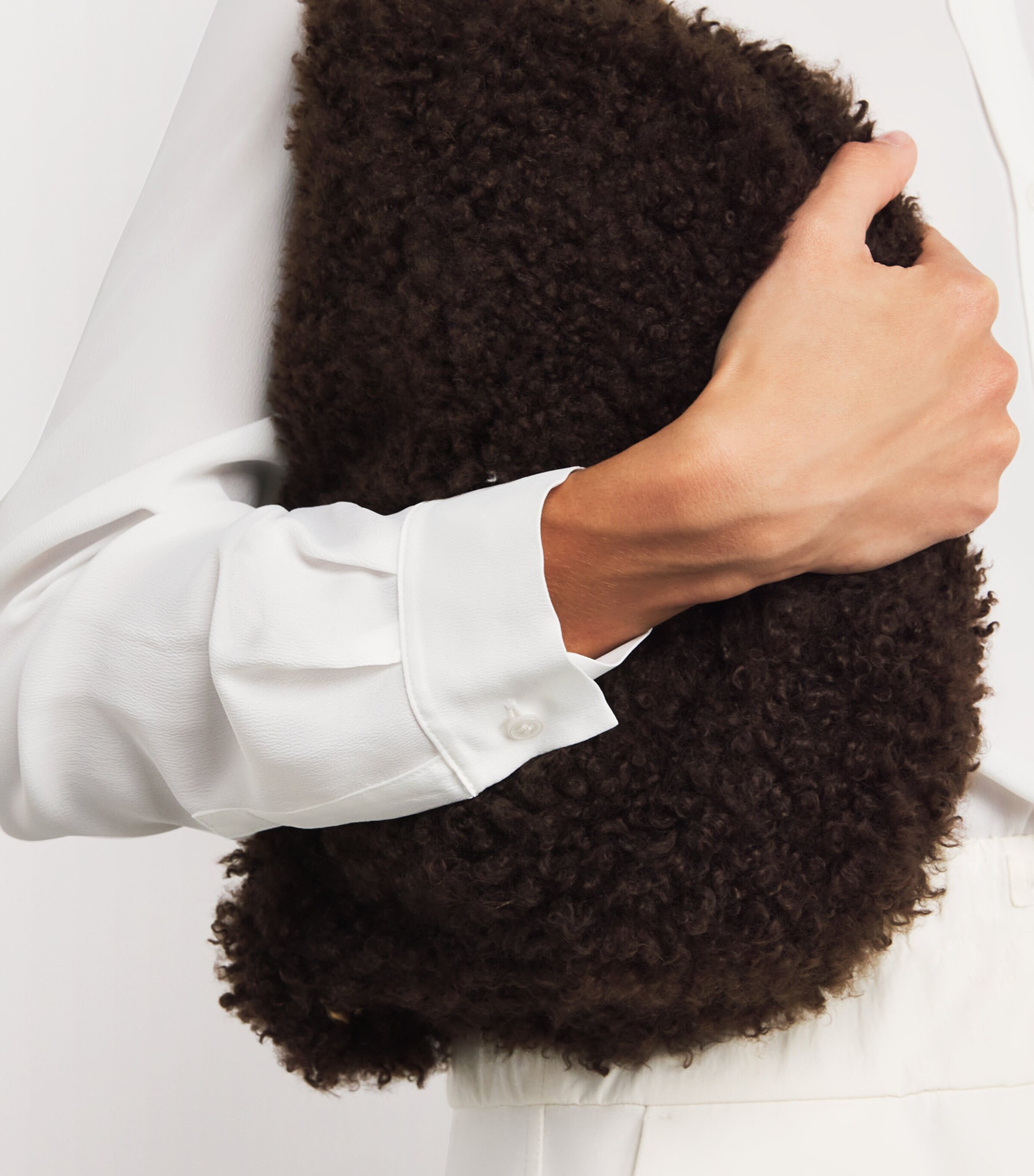 Crepe de Chine Scarf-Neck Shirt WHITE Image 6