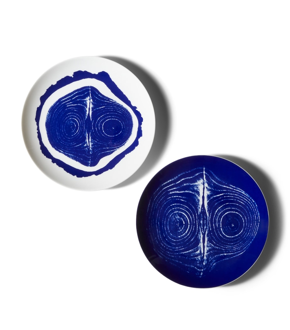Cassina x Ginori 1735 Set of 2 Le Monde de Charlotte Perriand Tronc Dessert Plates (20.5cm) WHITE/BLUE Image 1