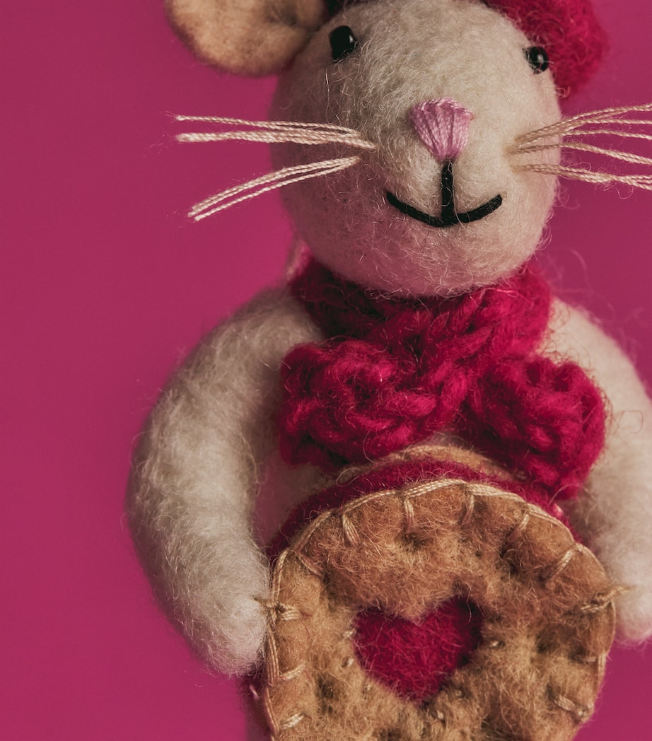 Harrods Felt Mouse Jammy Dodger Tree Decoration White & Red Image 2