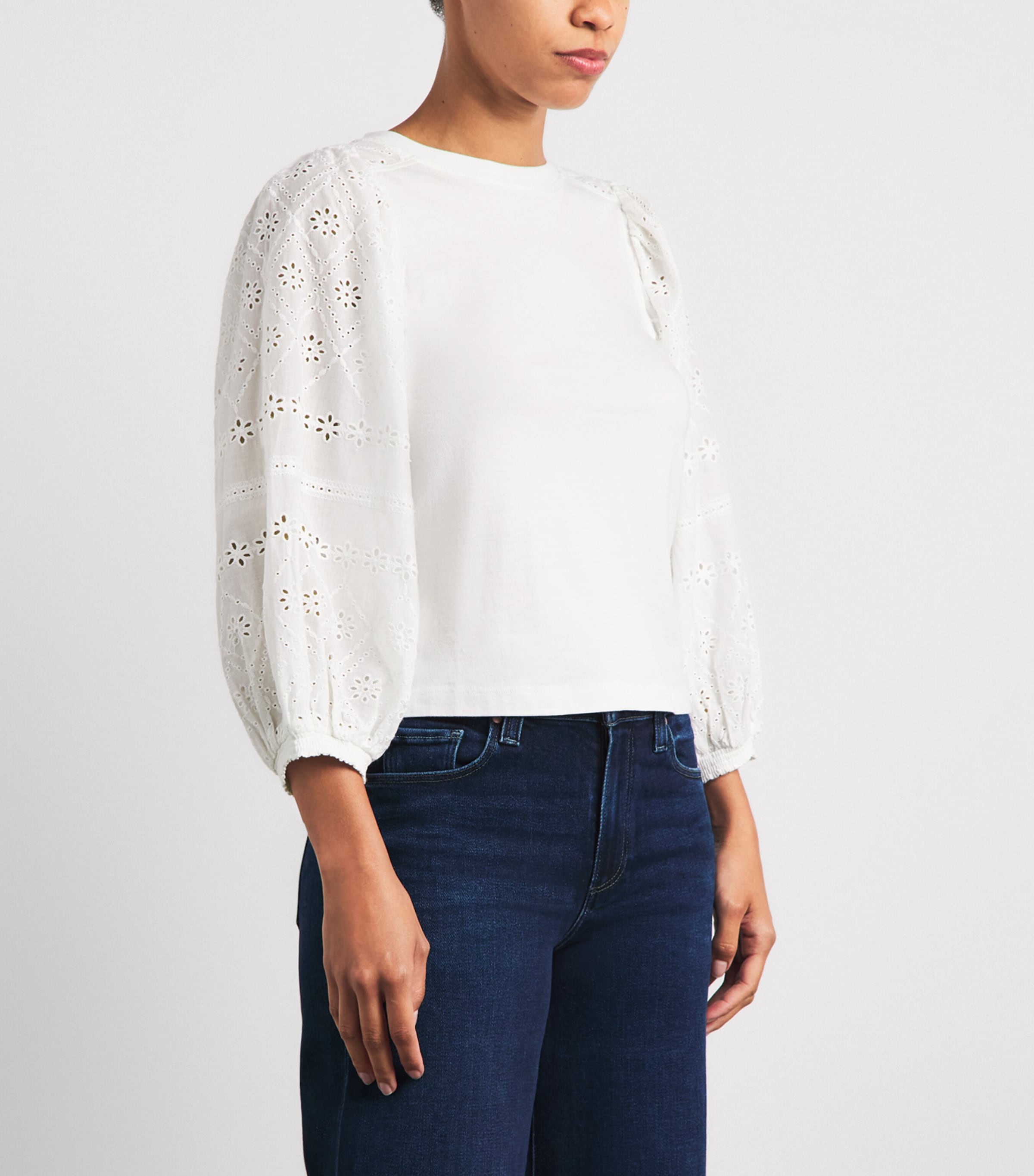 ME+EM Womens Broderie Anglaise Blouse Soft White Image 4