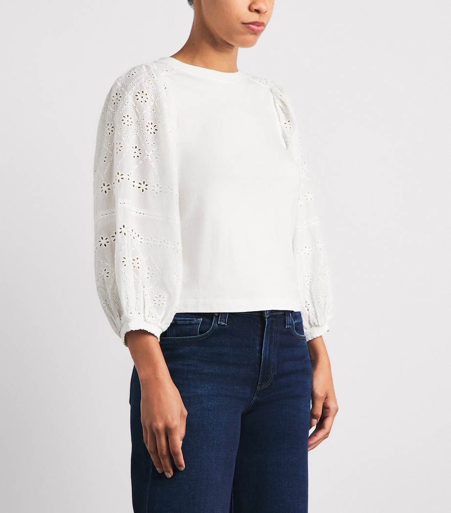 ME+EM Womens Broderie Anglaise Blouse Soft White Image 4