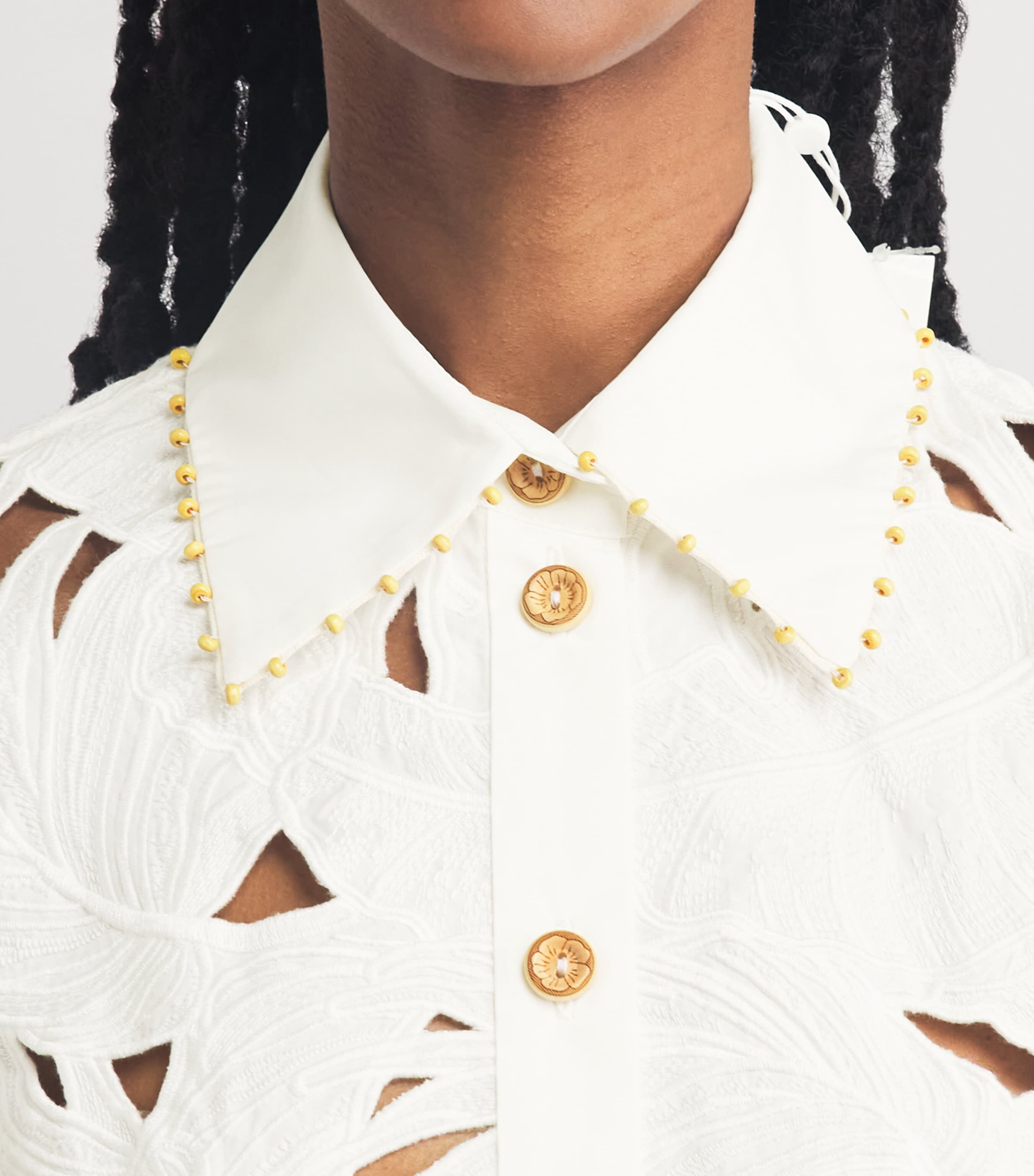 Zimmermann Womens Cotton Embroidered Mahon Shirt Ivo Ivory Image 3