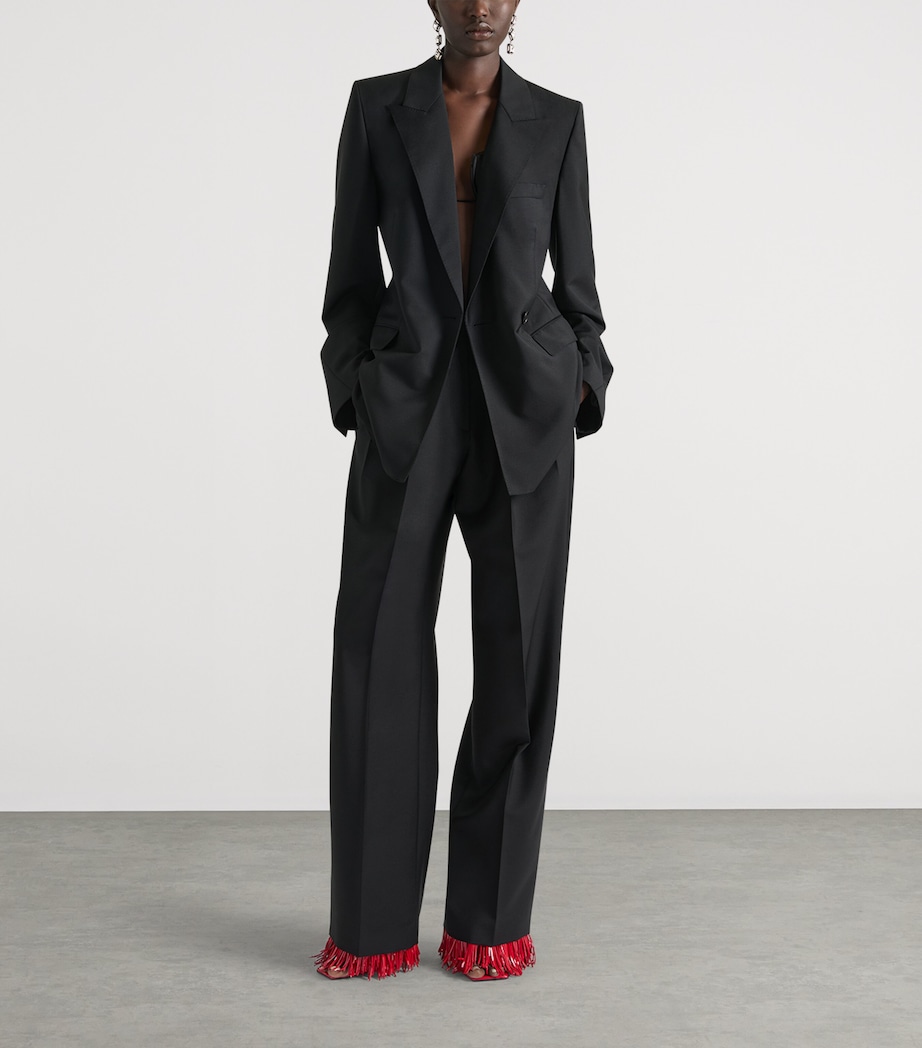 Givenchy Womens Wool-Mohair Double-Breasted Blazer Black Image 2