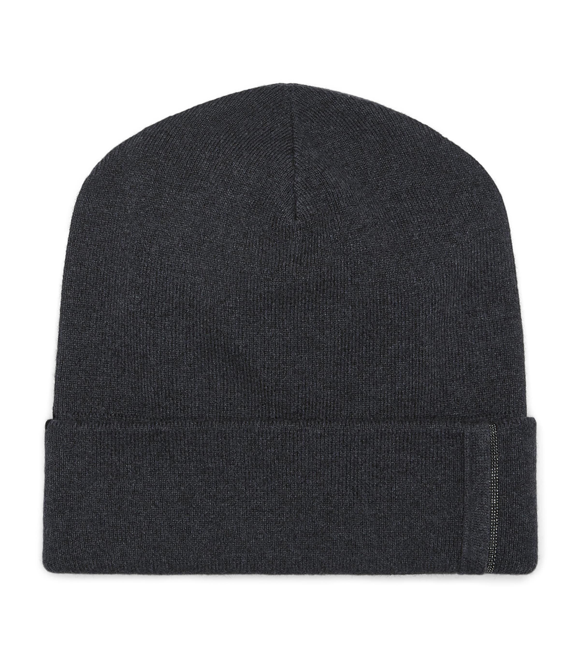 Brunello Cucinelli Cashmere Ribbed Beanie In Black