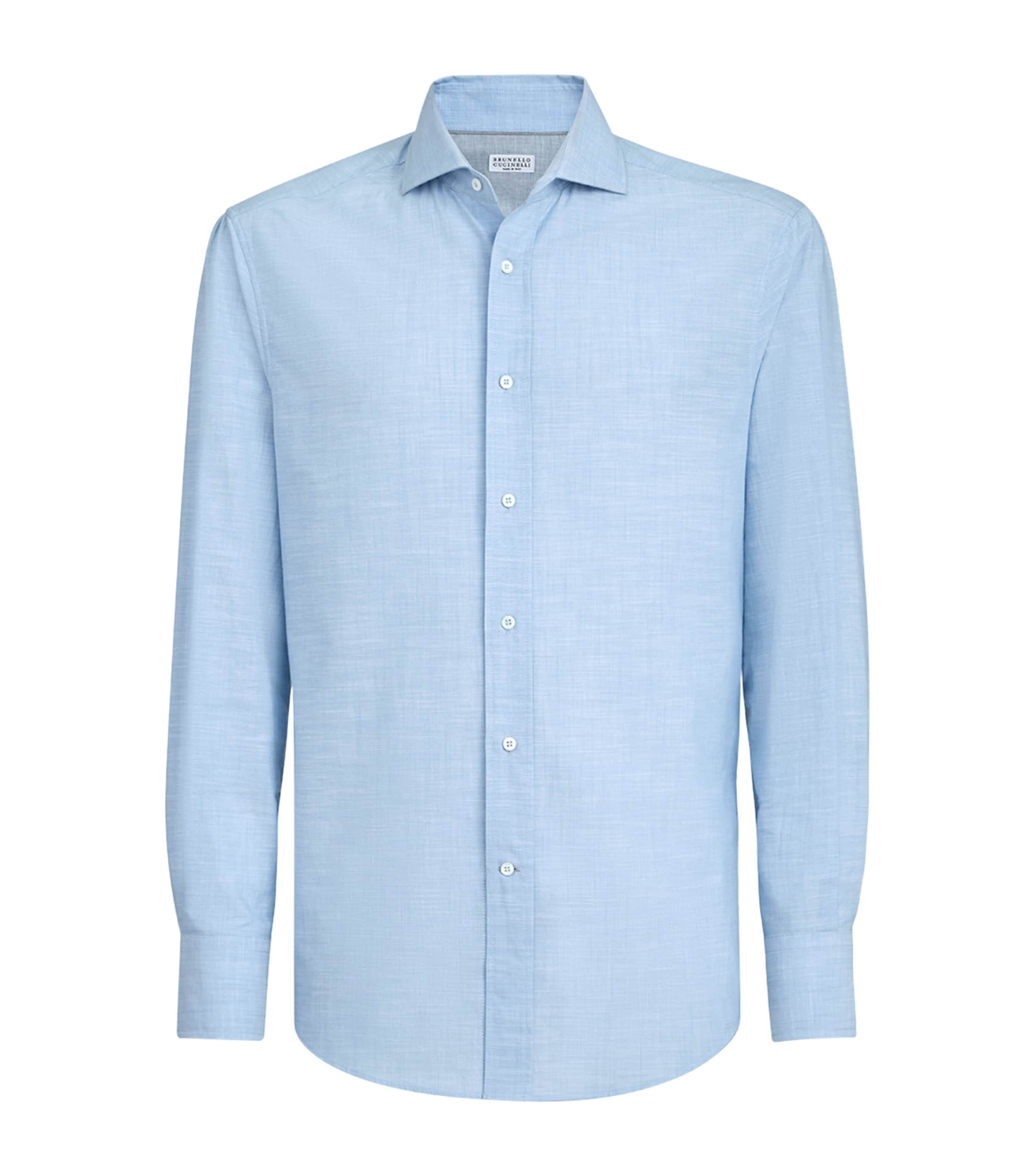 Brunello Cucinelli Mens Cotton Oxford Slim-Fit Shirt Image 1