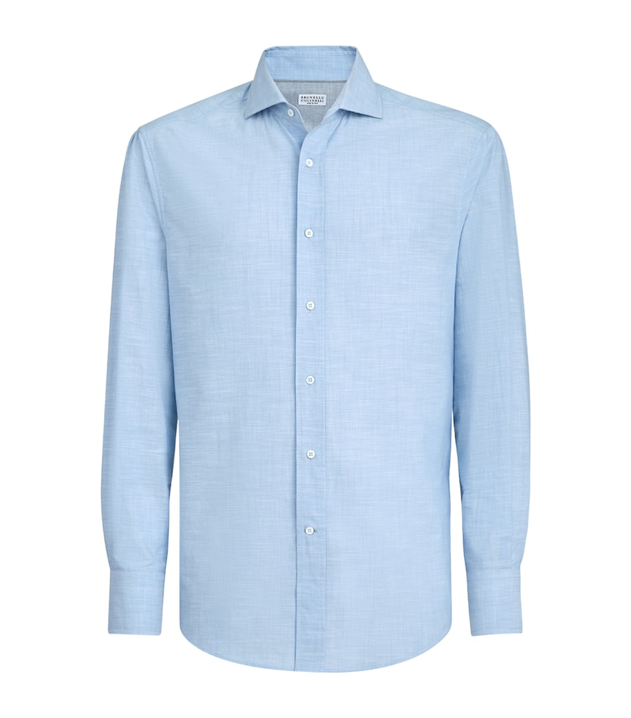 Brunello Cucinelli Mens Cotton Oxford Slim-Fit Shirt Image 1