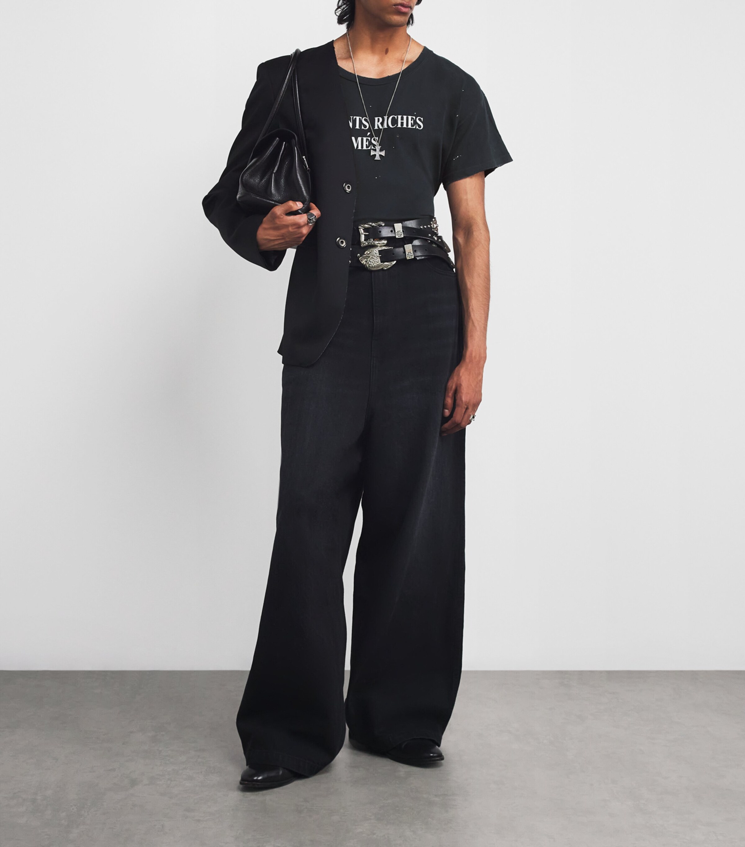 Enfants Riches Déprimés Black Cotton Distressed Logo T-Shirt