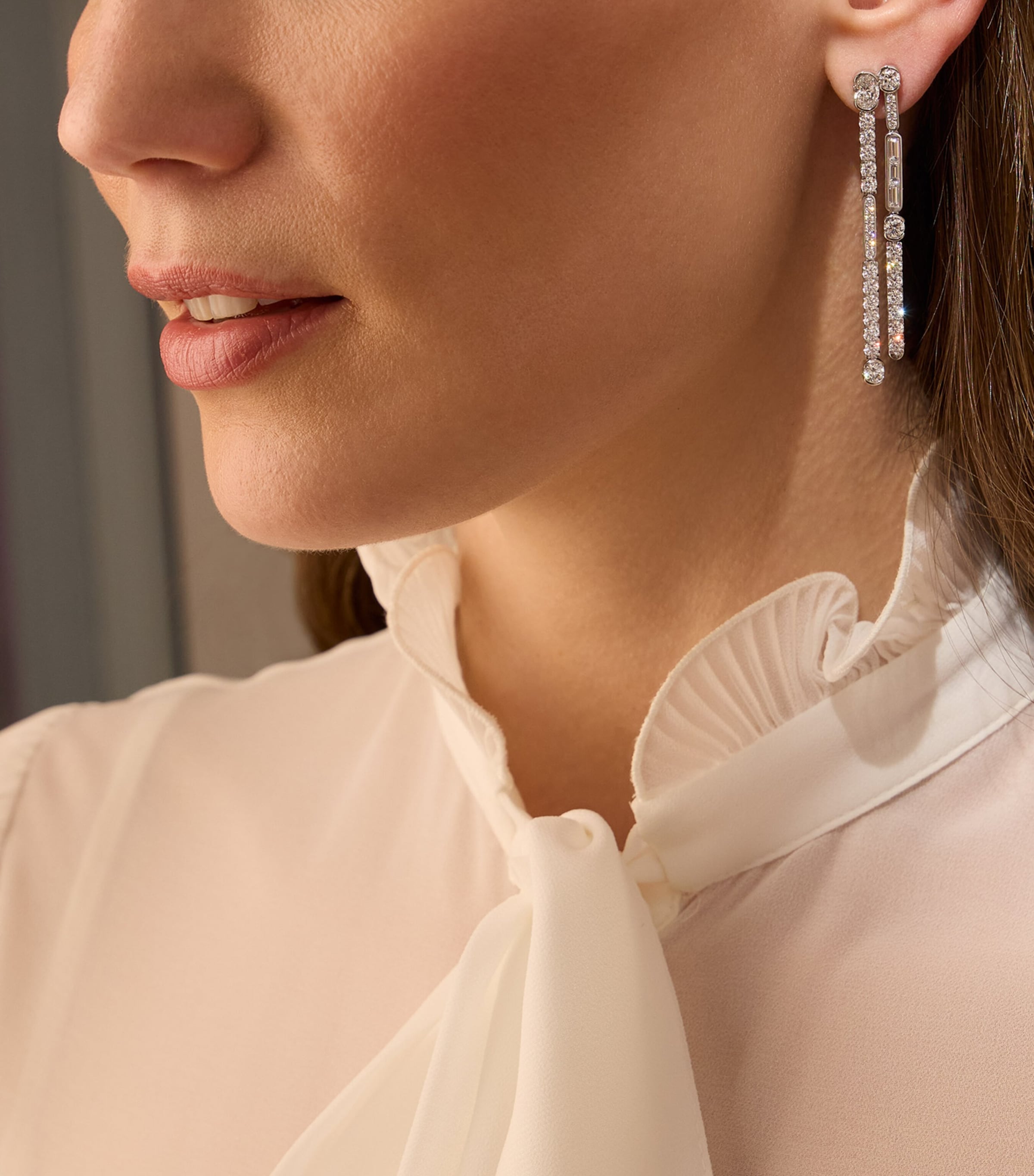 Boodles Platinum and Diamond Play of Light Drop Earrings Platinum Image 2