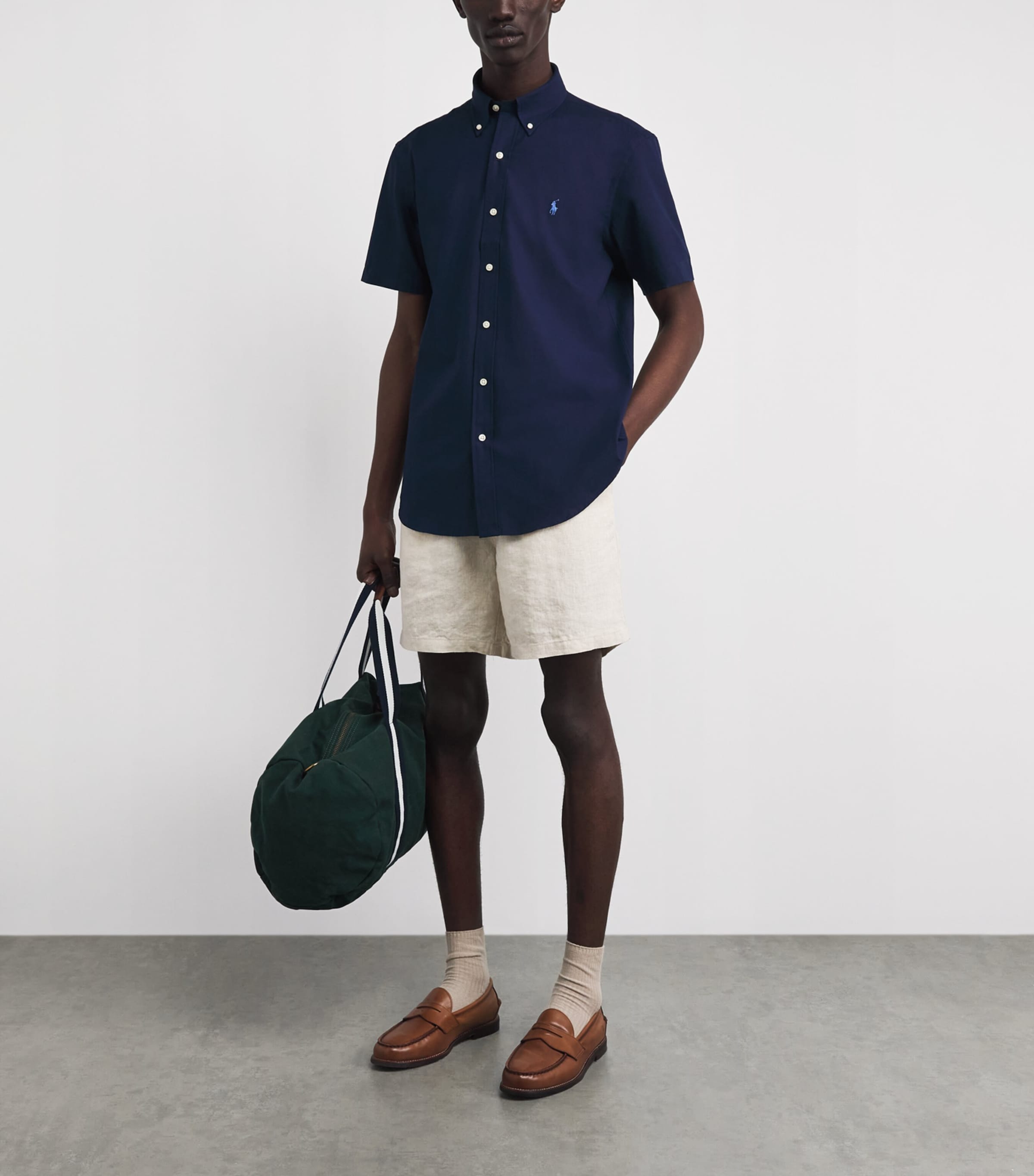Polo Ralph Lauren Mens Stretch-Cotton Custom-Fit Shirt Newport Navy Image 2