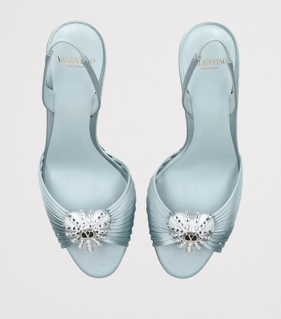 Valentino Garavani Satin Royal Slingback Heels 85 Pale Blue Image 4