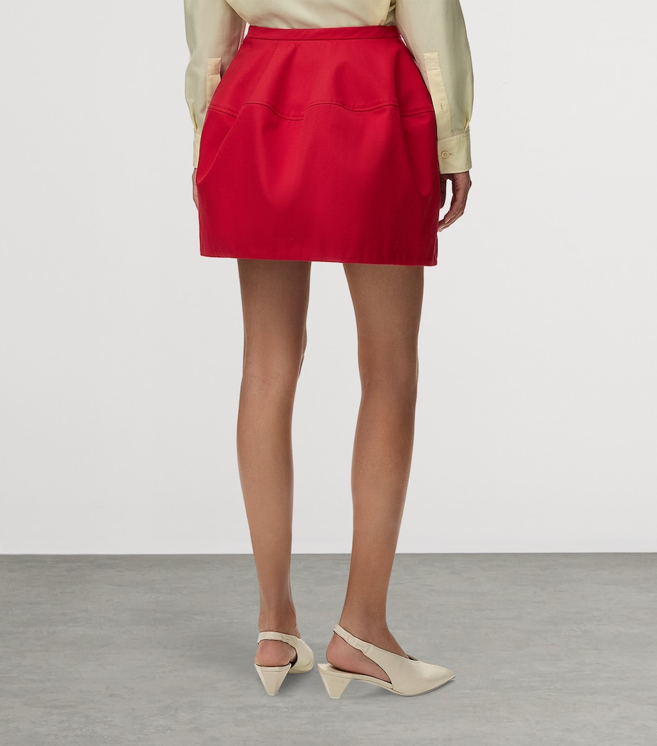 LOEWE Womens Cotton-Silk Balloon Mini Skirt Red Image 4