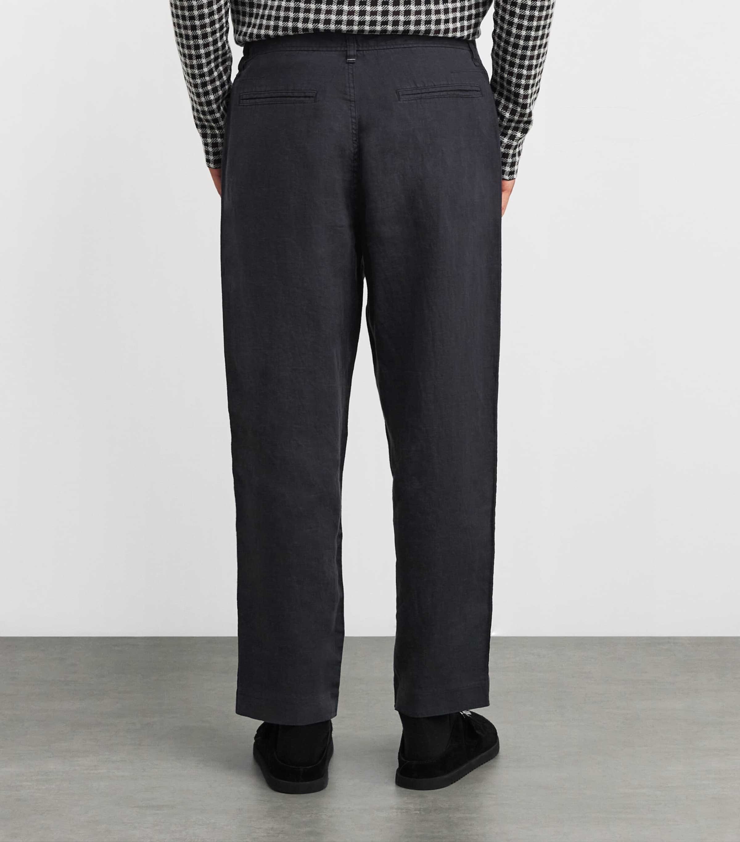 Linen Wide-Leg Trousers BLACK Image 4