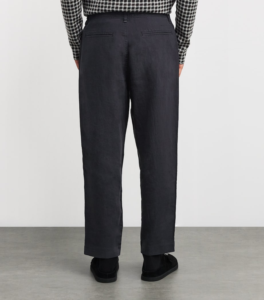 Linen Wide-Leg Trousers BLACK Image 4