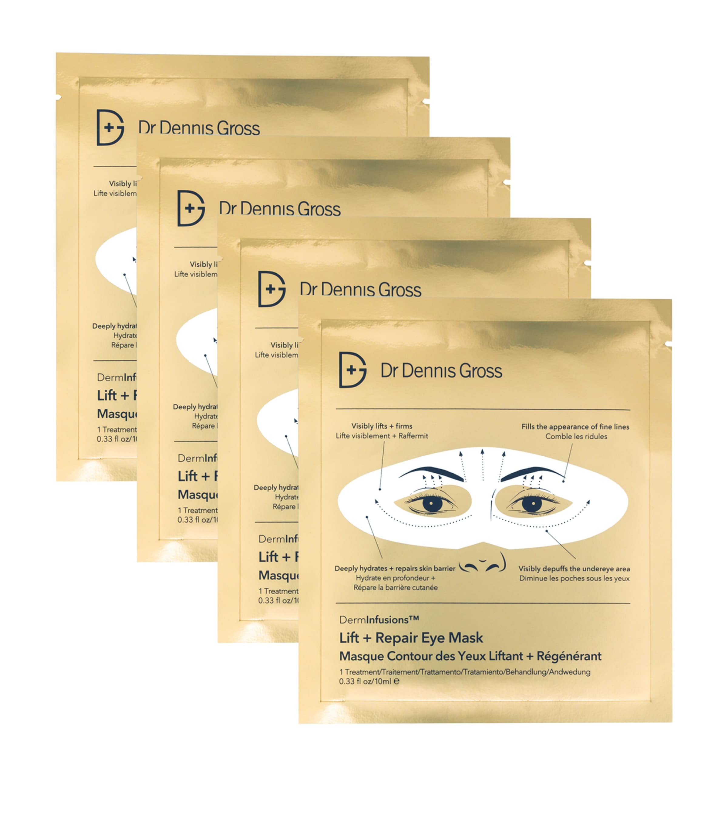 Dr Dennis Gross DermInfusions Lift + Repair Eye Masks (4 x 10ml) | Skincare | Face Masks | Leave on Masks | Designers | Dr Dennis Gross