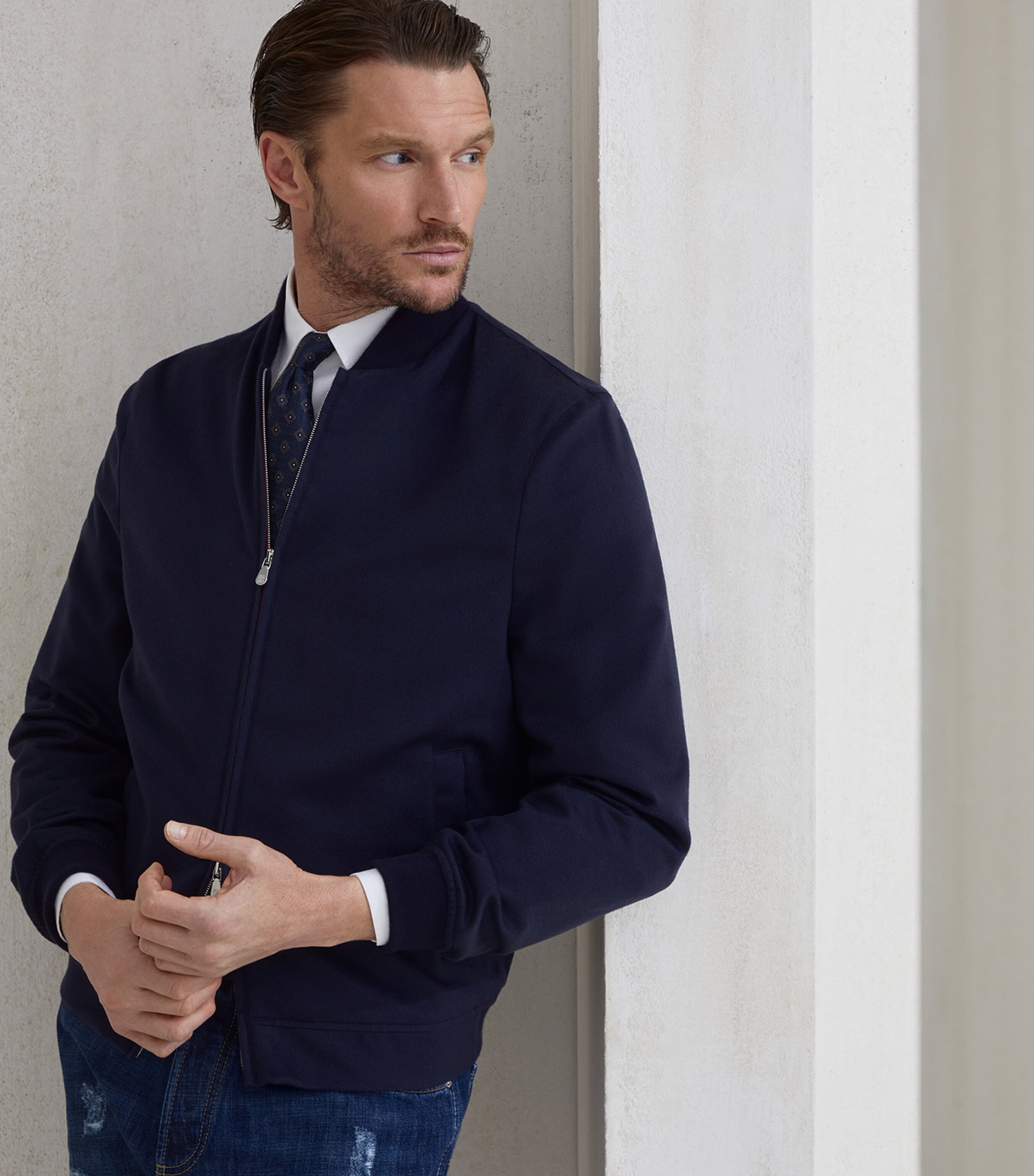 Cashmere Flannel Bomber Jacket CU926 Image 5