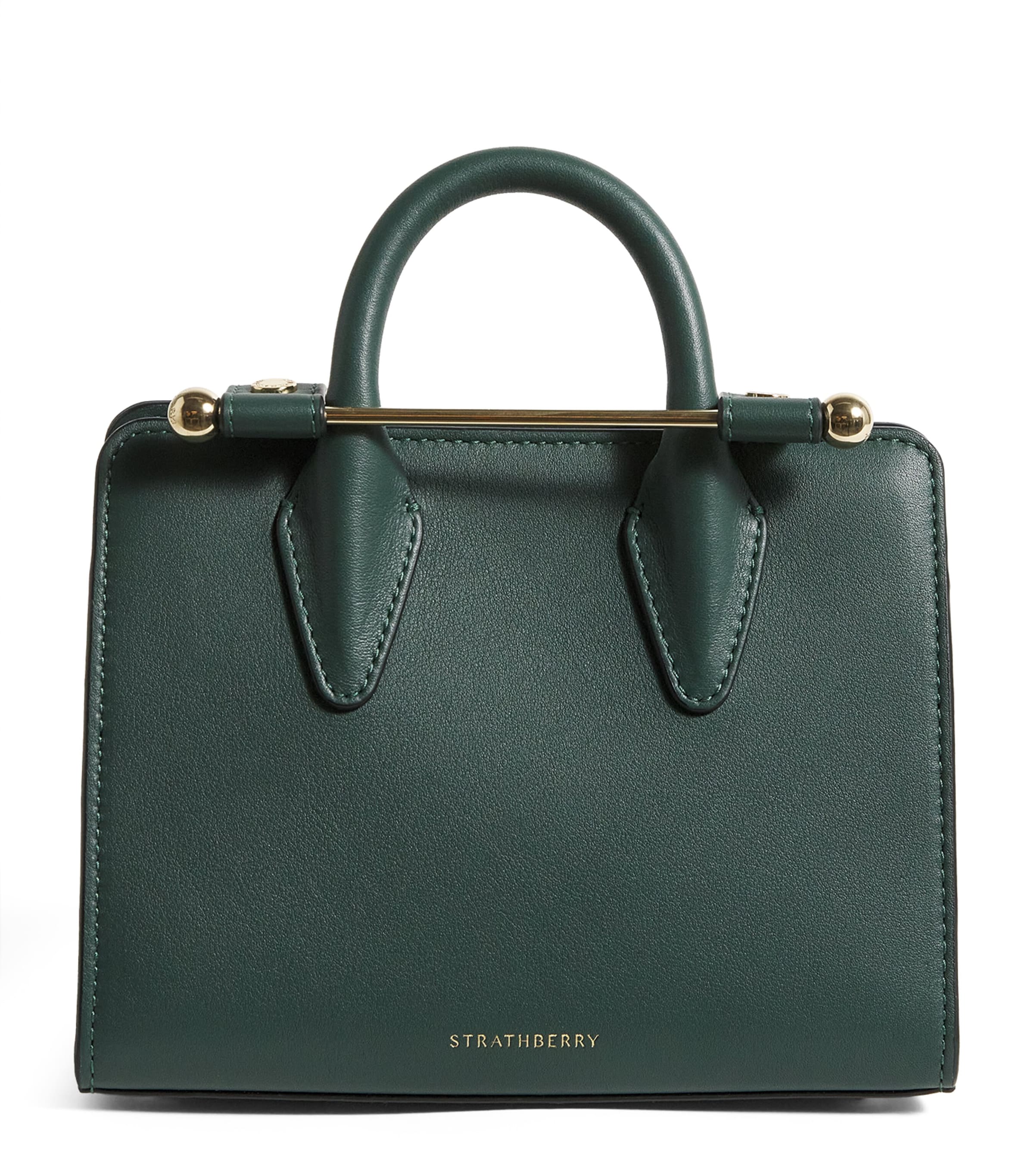 Strathberry Leather Nano Tote Bag In Green