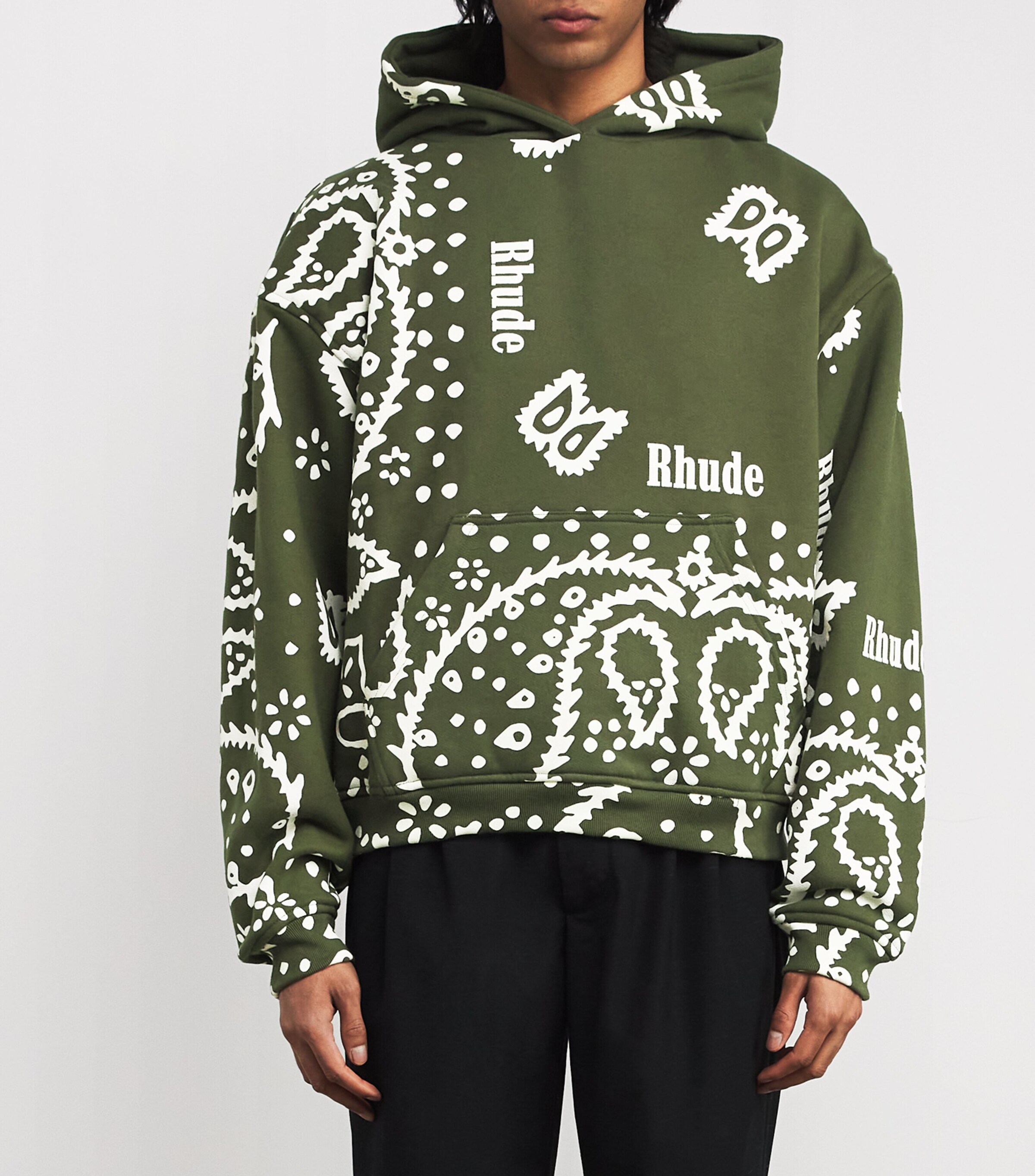 Bandana Print Hoodie OLIVE 0024 Image 3